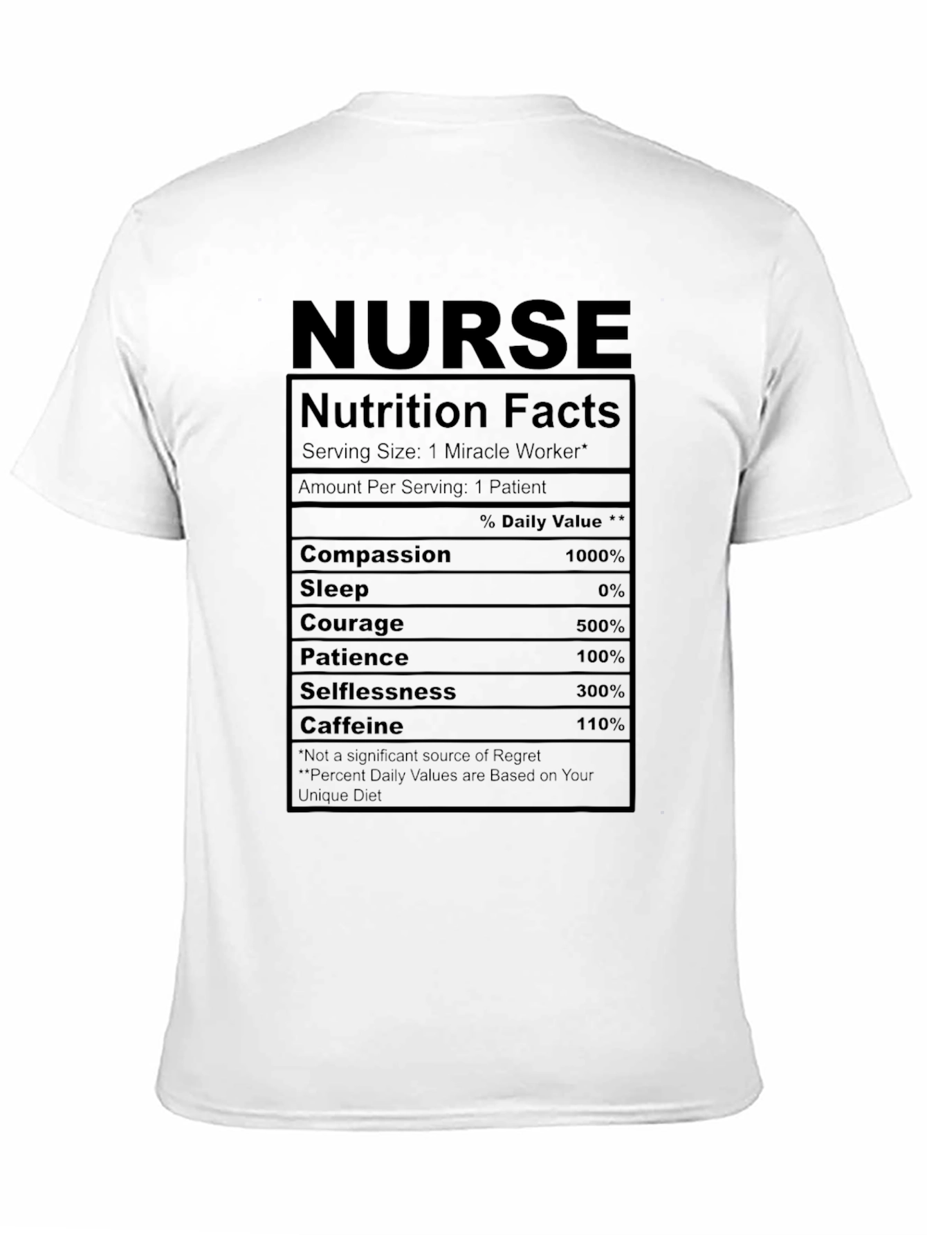 Nurse Nutrition Facts Funny T-Shirt