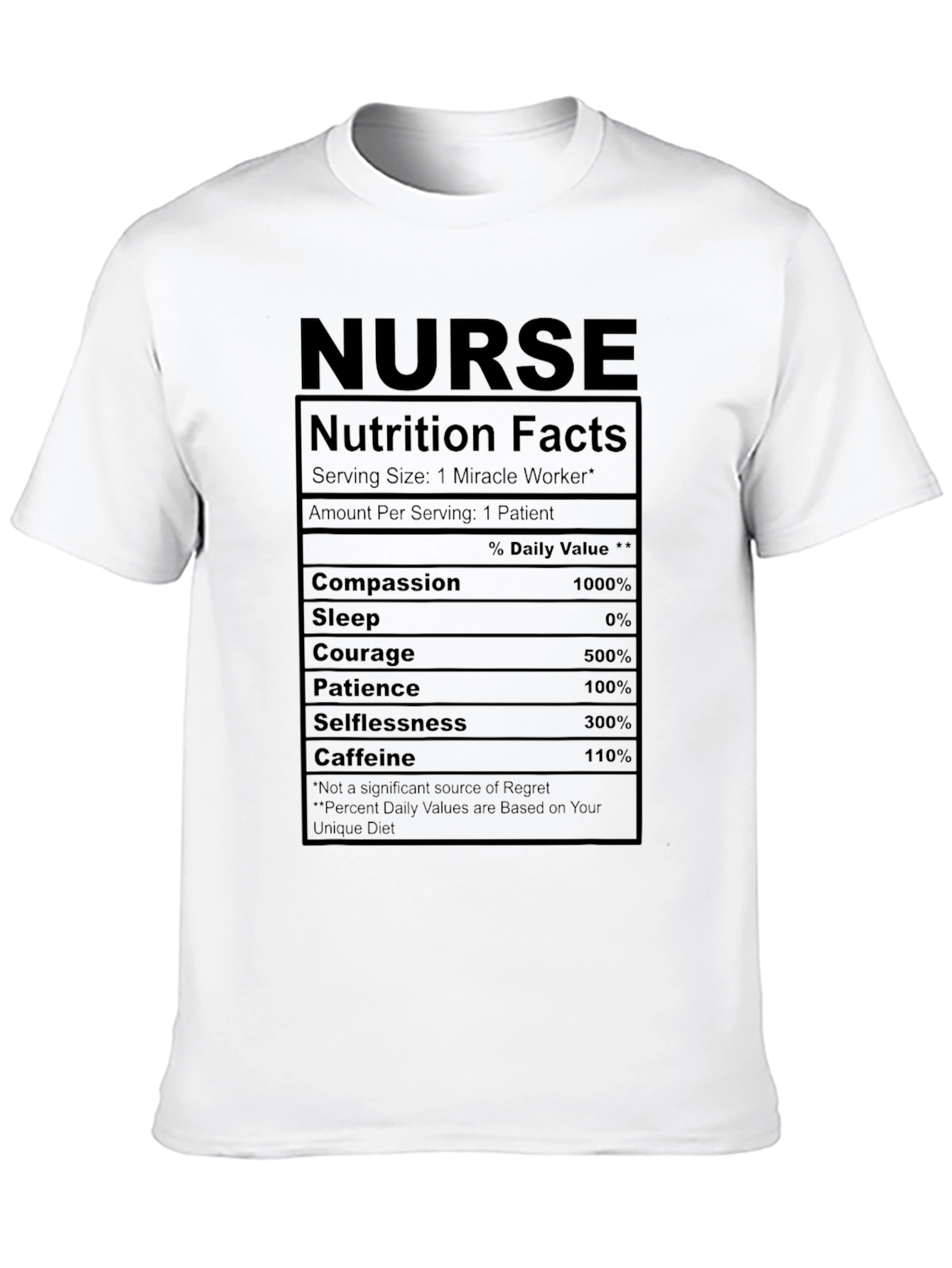 Nurse Nutrition Facts Funny T-Shirt