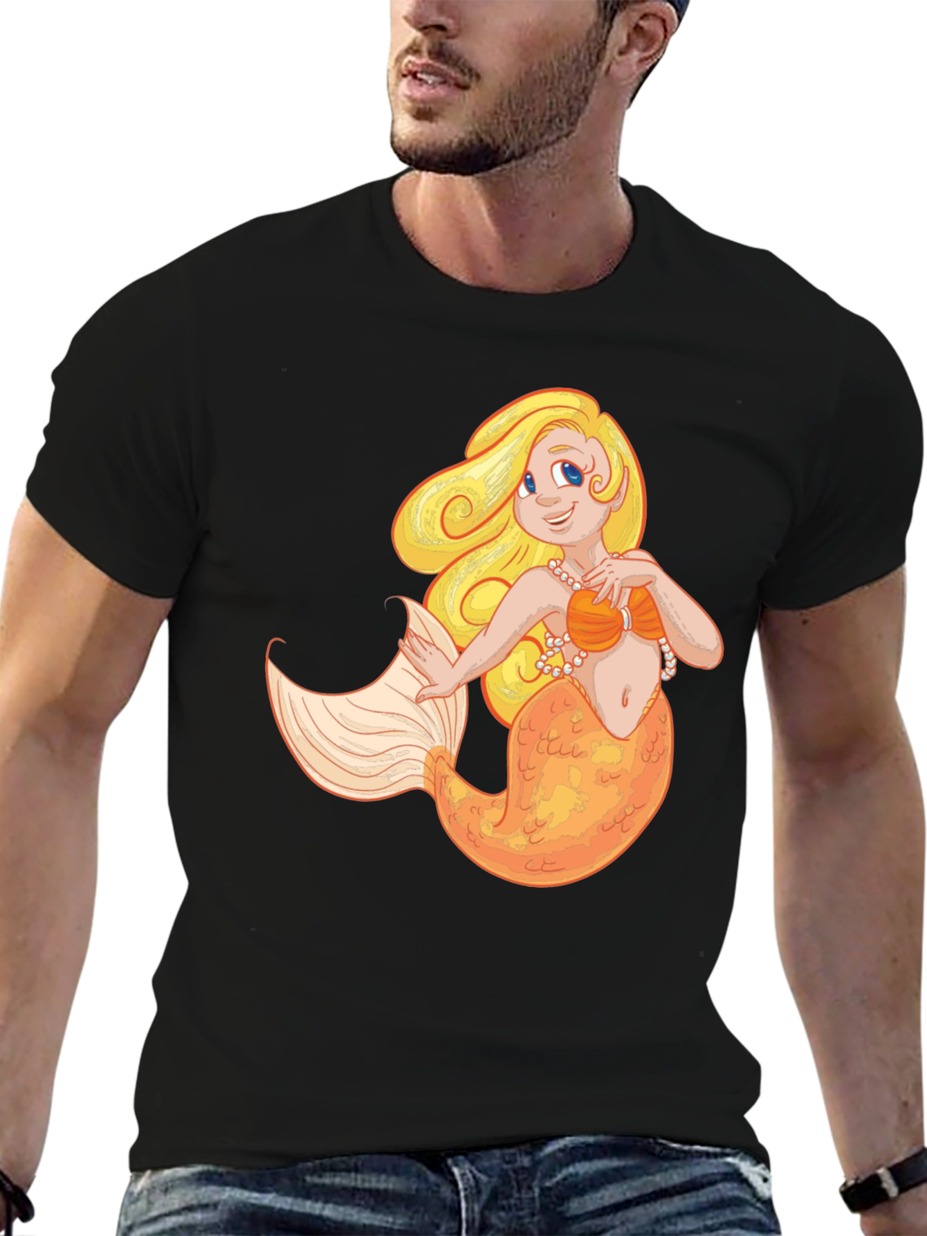 Mermaid Graphic Black T-Shirt