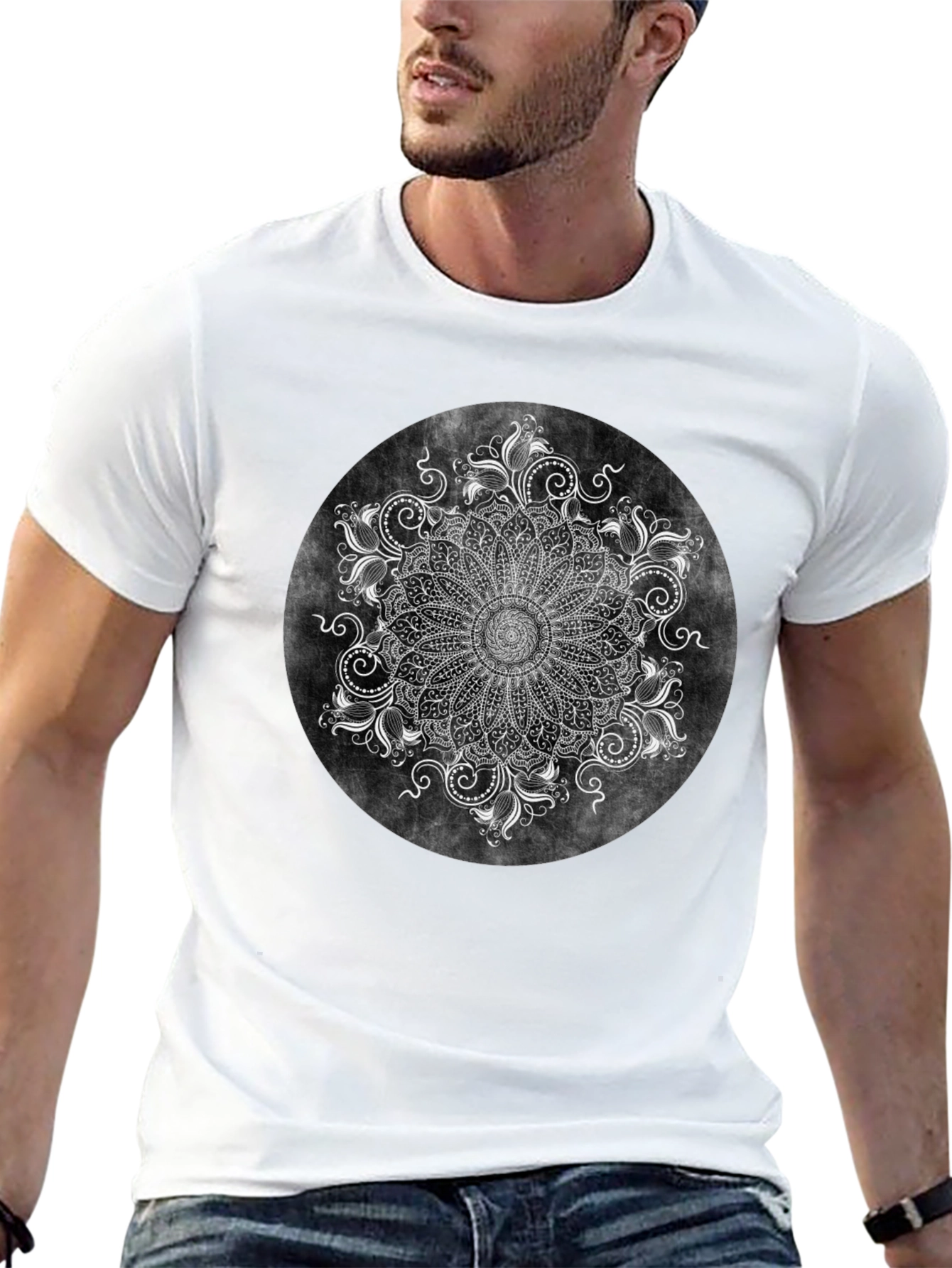 Boho Mandala Graphic Black Tee
