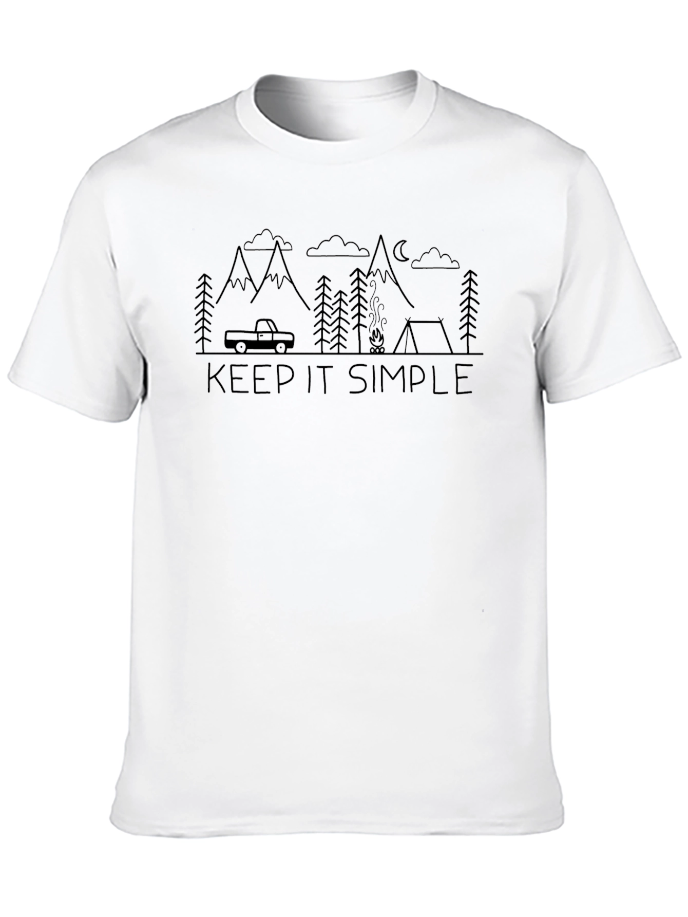Keep It Simple Camping Graphic Tee - Black
