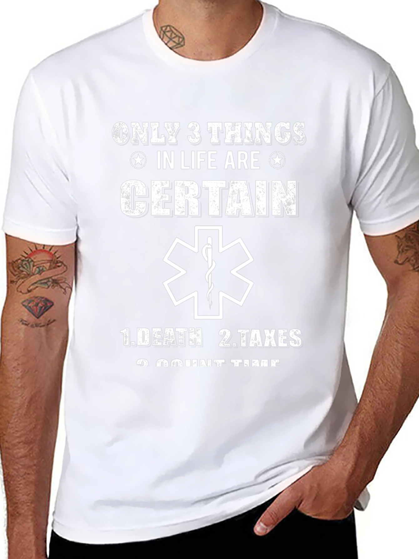 Only 3 Things T-Shirt - Death Taxes Count Time