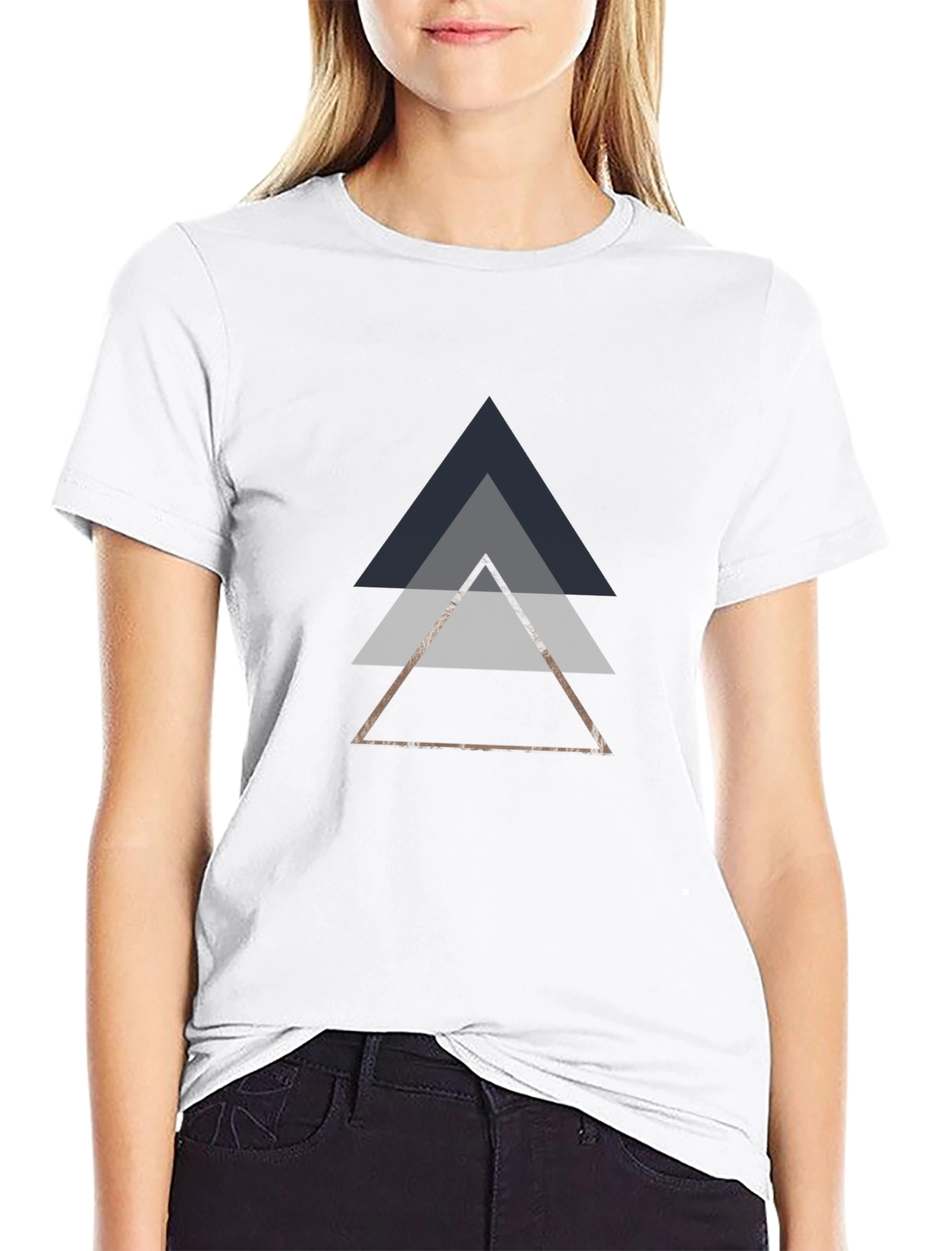 Geometric Triangle Graphic Tee - Modern Black T-Shirt