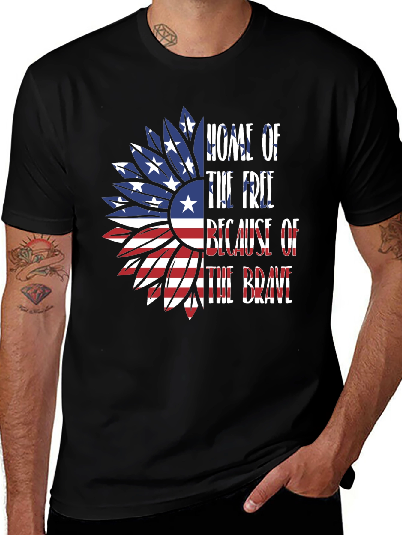 Patriotic Sunflower Graphic Tee - Home of the Free