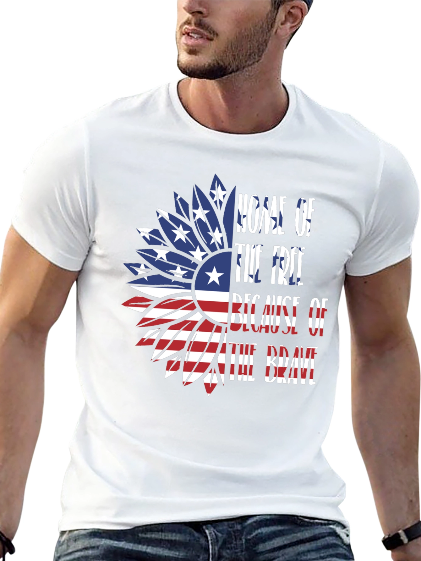 Patriotic Sunflower Graphic Tee - Home of the Free