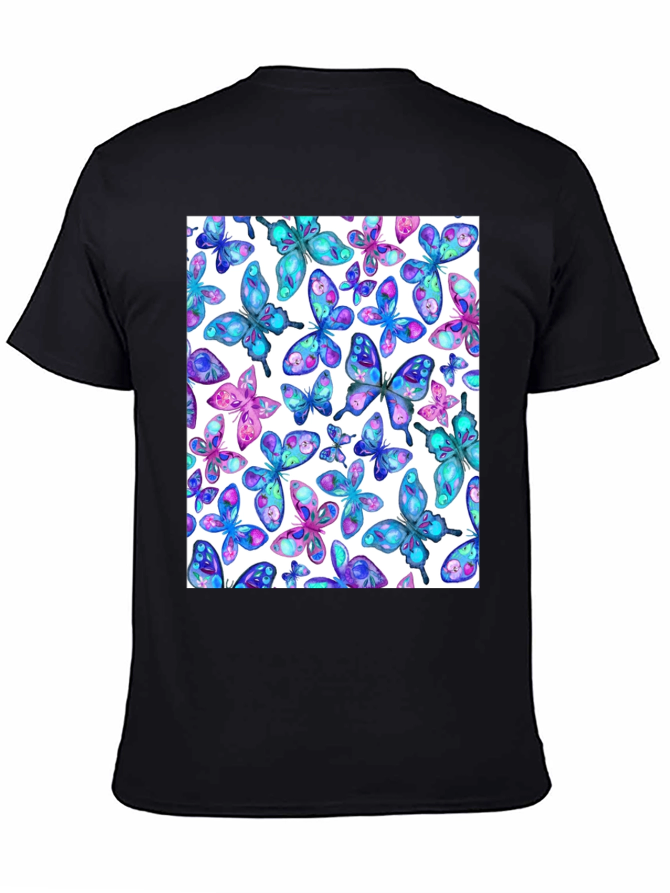 Butterfly Print Black T-Shirt