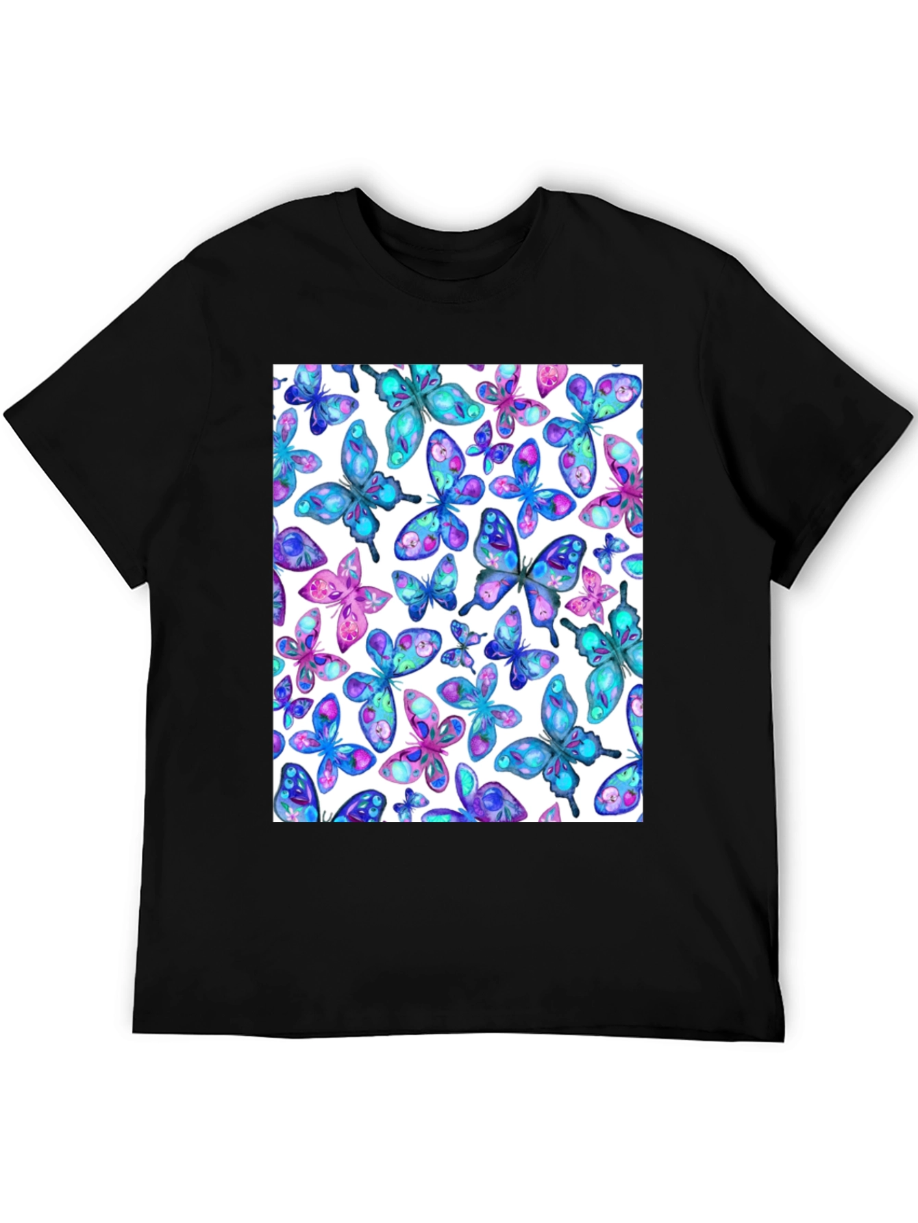 Butterfly Print Black T-Shirt