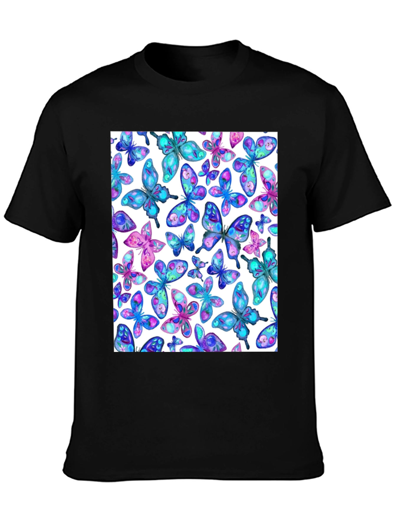 Butterfly Print Black T-Shirt