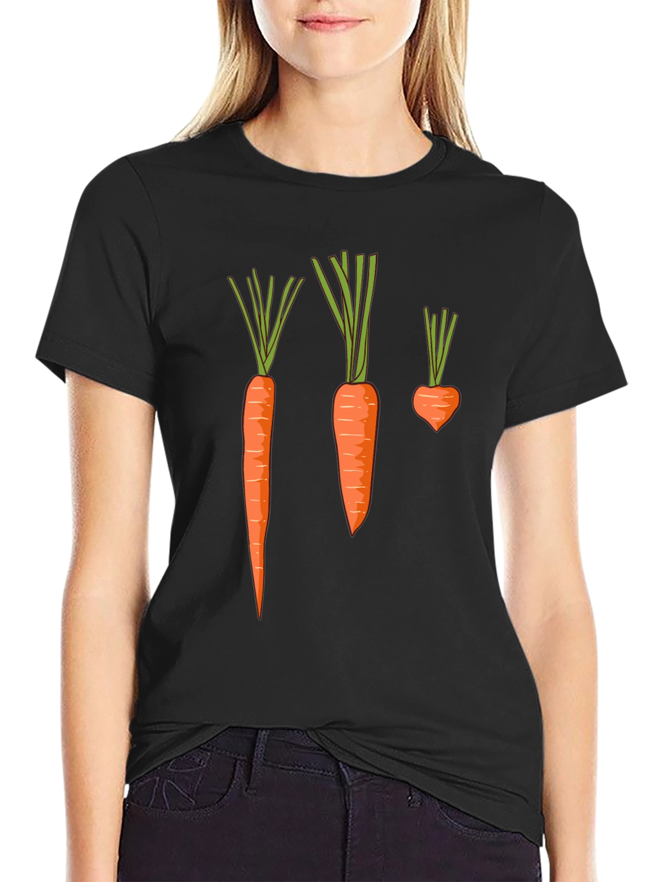 Carrot Graphic Tee - Black Cotton T-Shirt