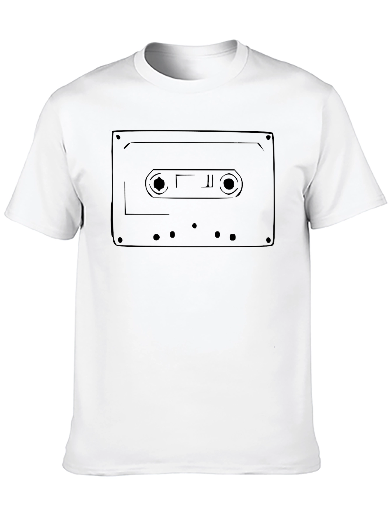 Retro Cassette Tape Graphic Tee - Black Cotton T-Shirt