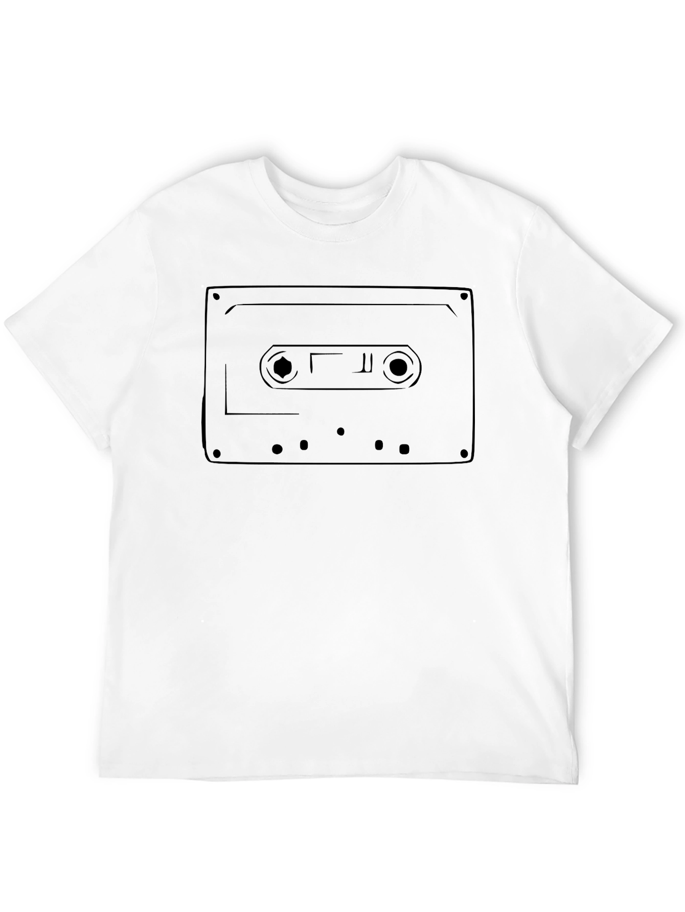Retro Cassette Tape Graphic Tee - Black Cotton T-Shirt