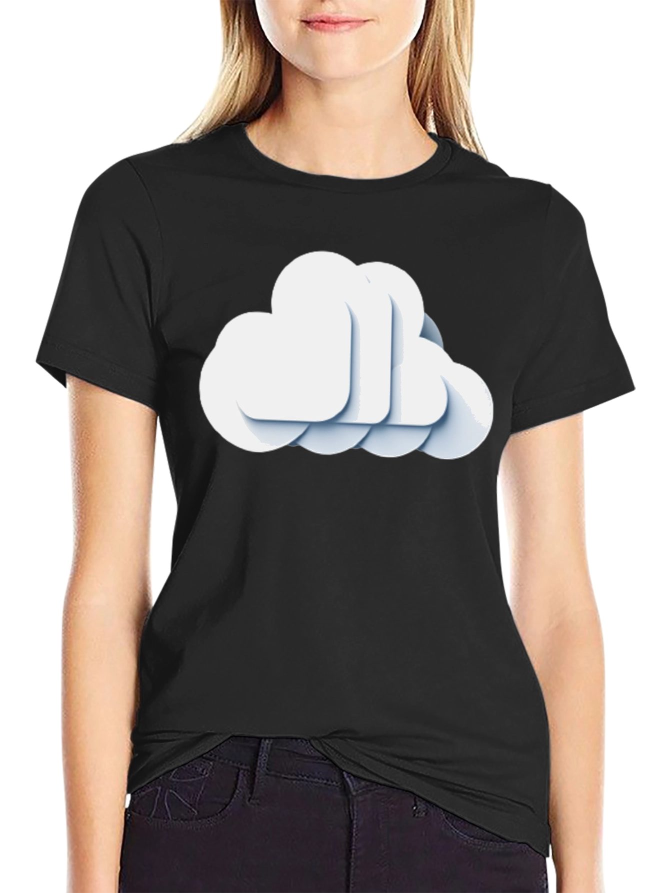 Cloud Graphic Black T-Shirt - Modern Style