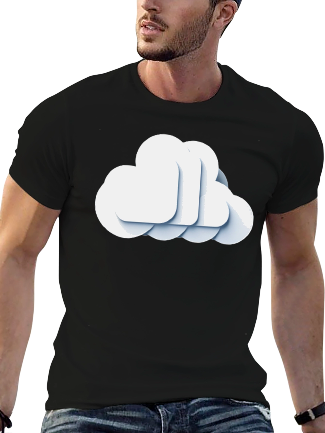 Cloud Graphic Black T-Shirt - Modern Style