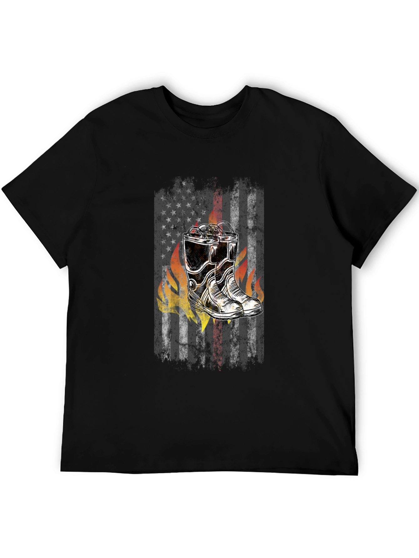 Firefighter Boots American Flag T-Shirt