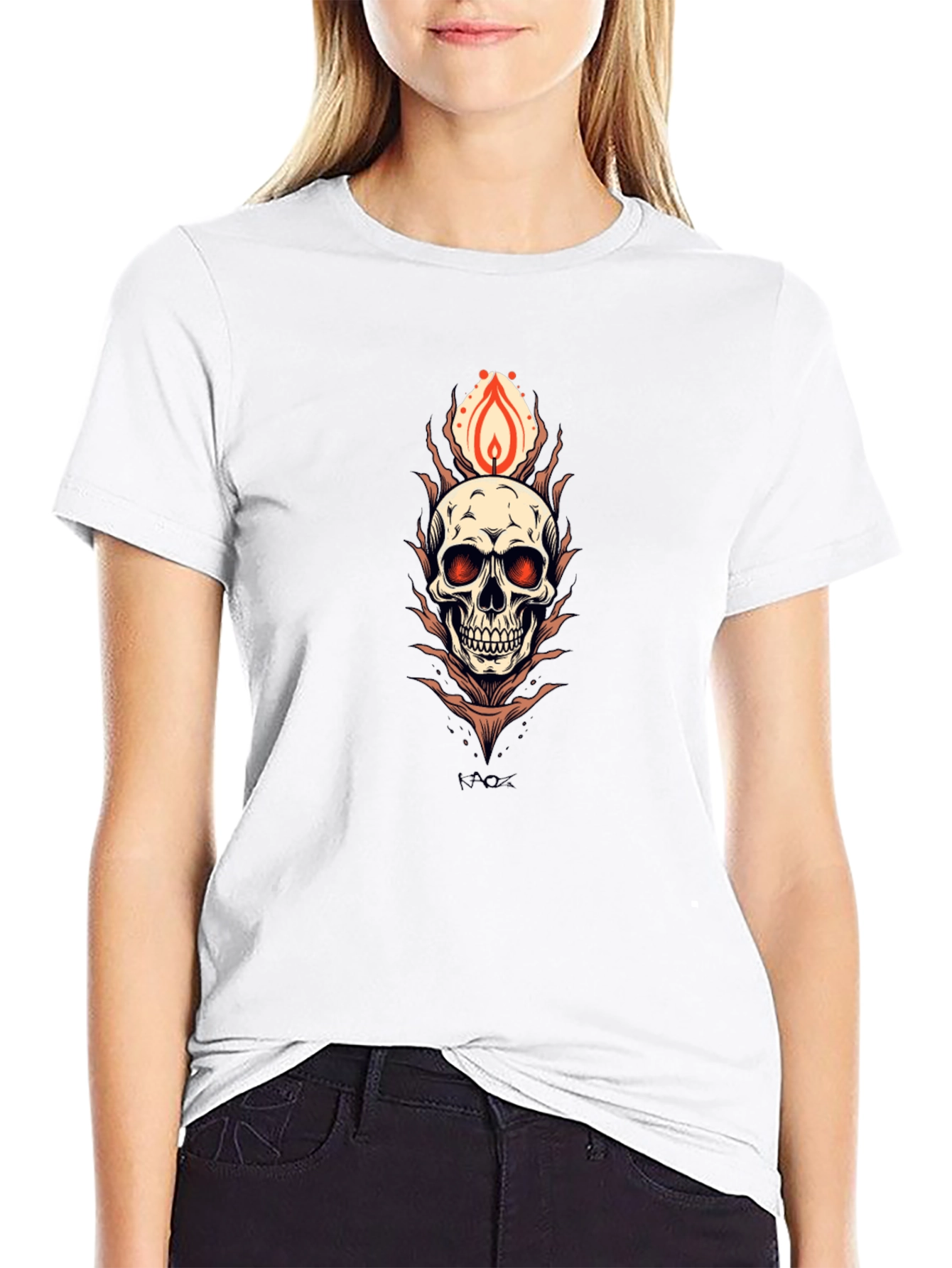 Skull Flame Graphic Tee - Mens Black T-Shirt