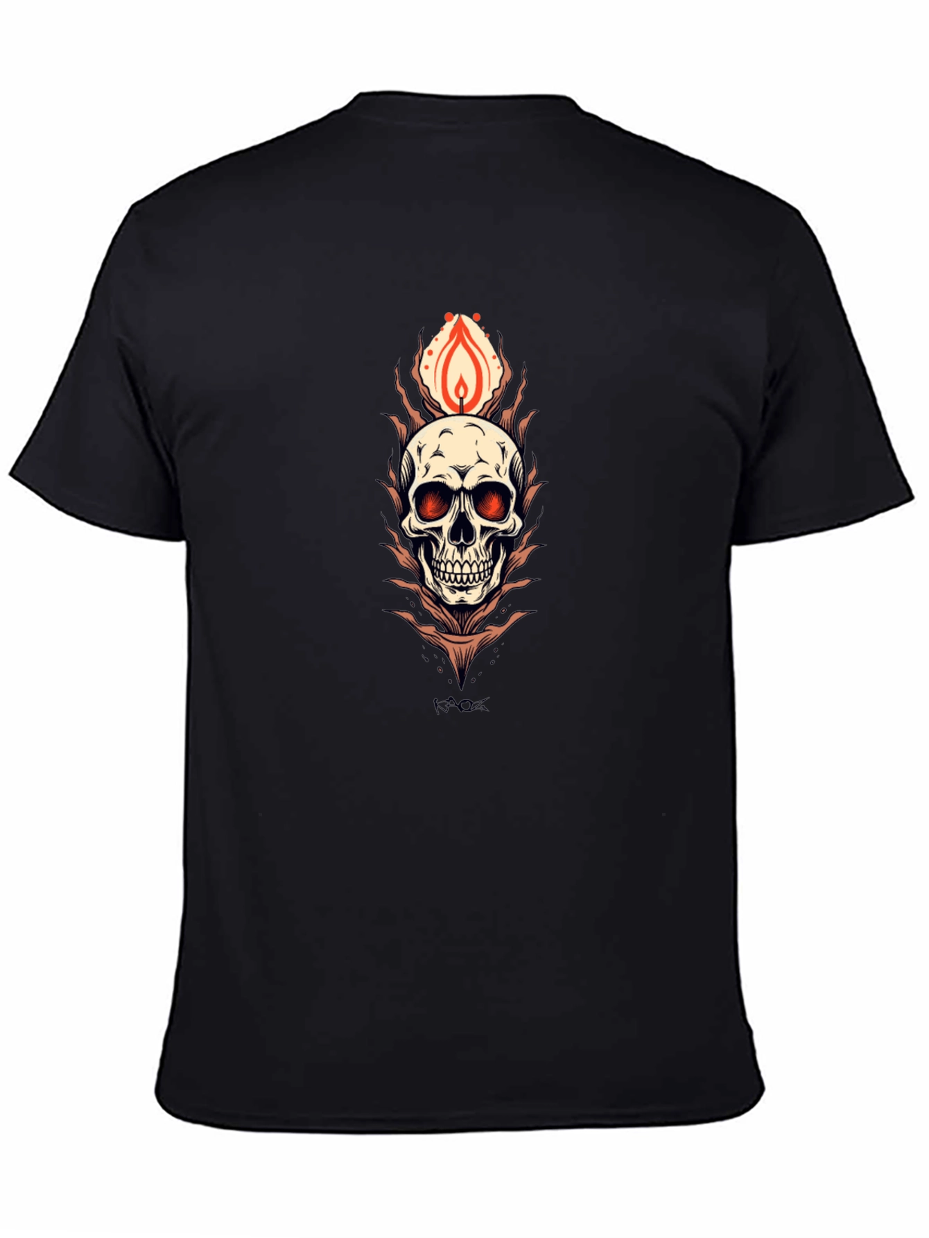 Skull Flame Graphic Tee - Mens Black T-Shirt