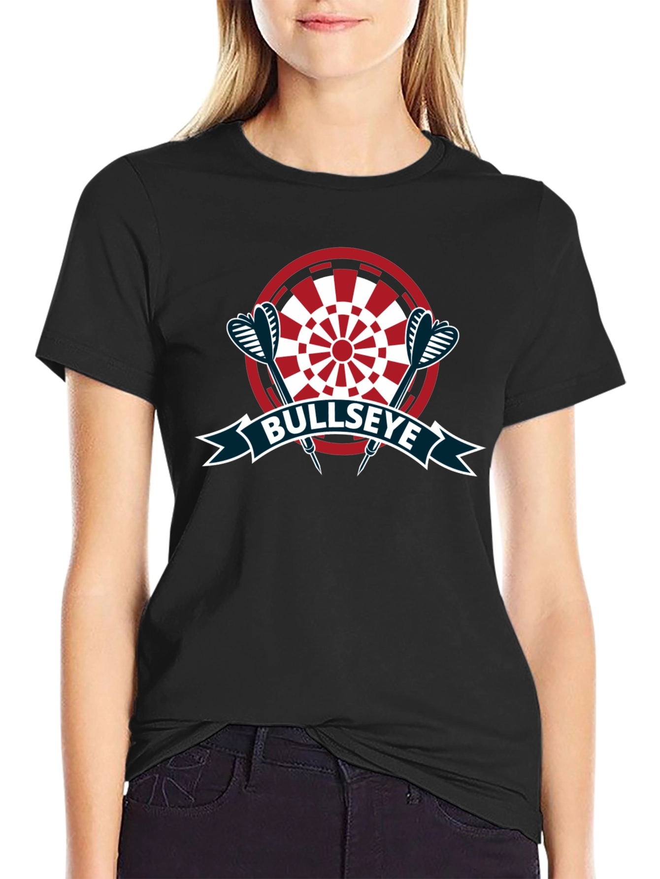Bullseye Dartboard Graphic Tee - Black Casual T-Shirt