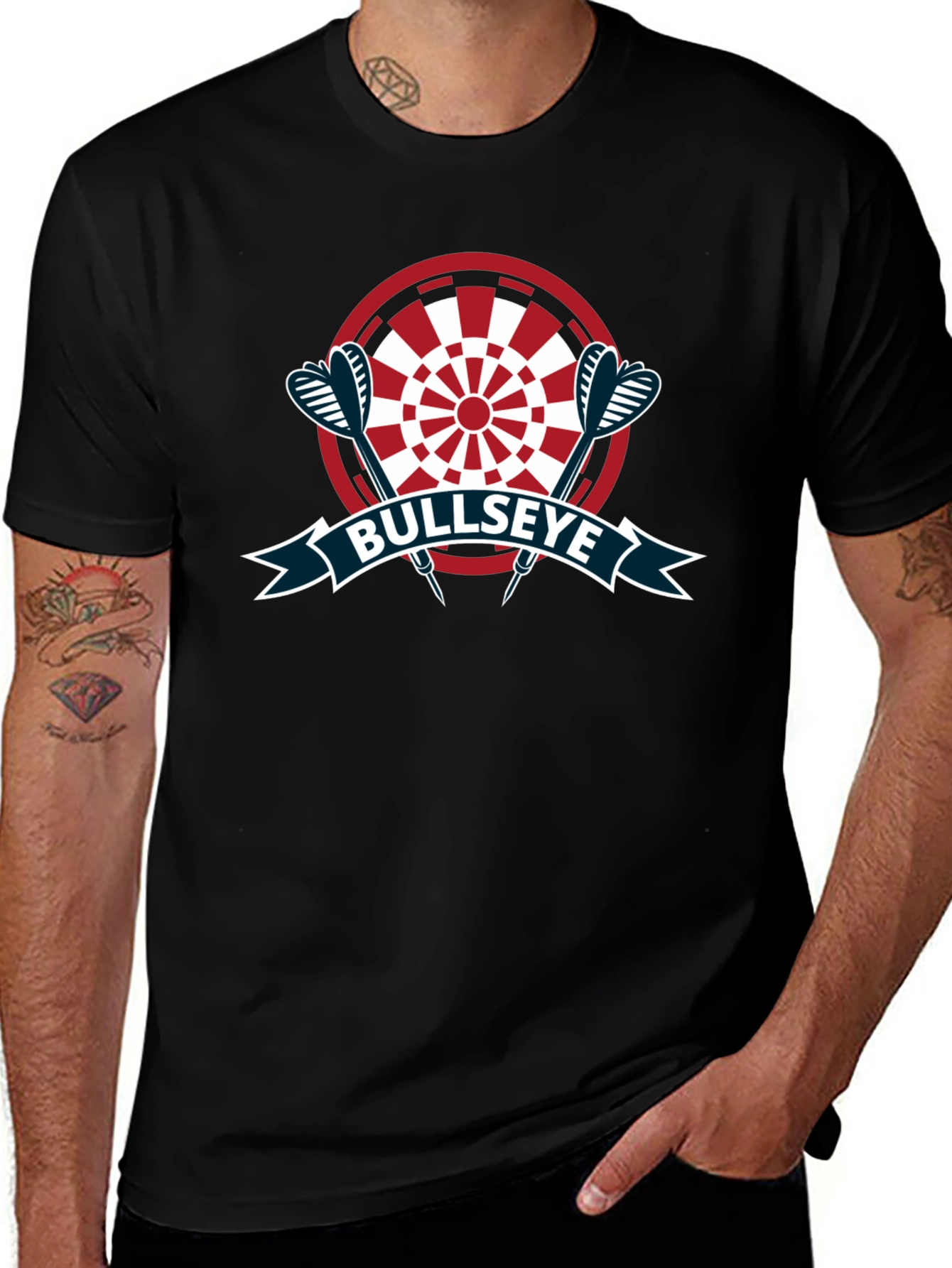 Bullseye Dartboard Graphic Tee - Black Casual T-Shirt