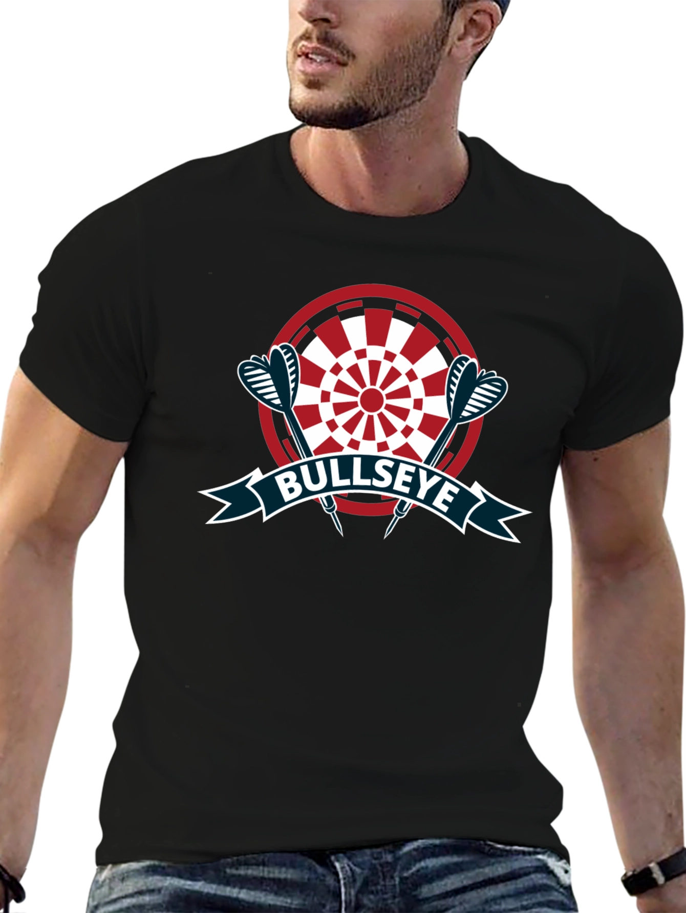 Bullseye Dartboard Graphic Tee - Black Casual T-Shirt