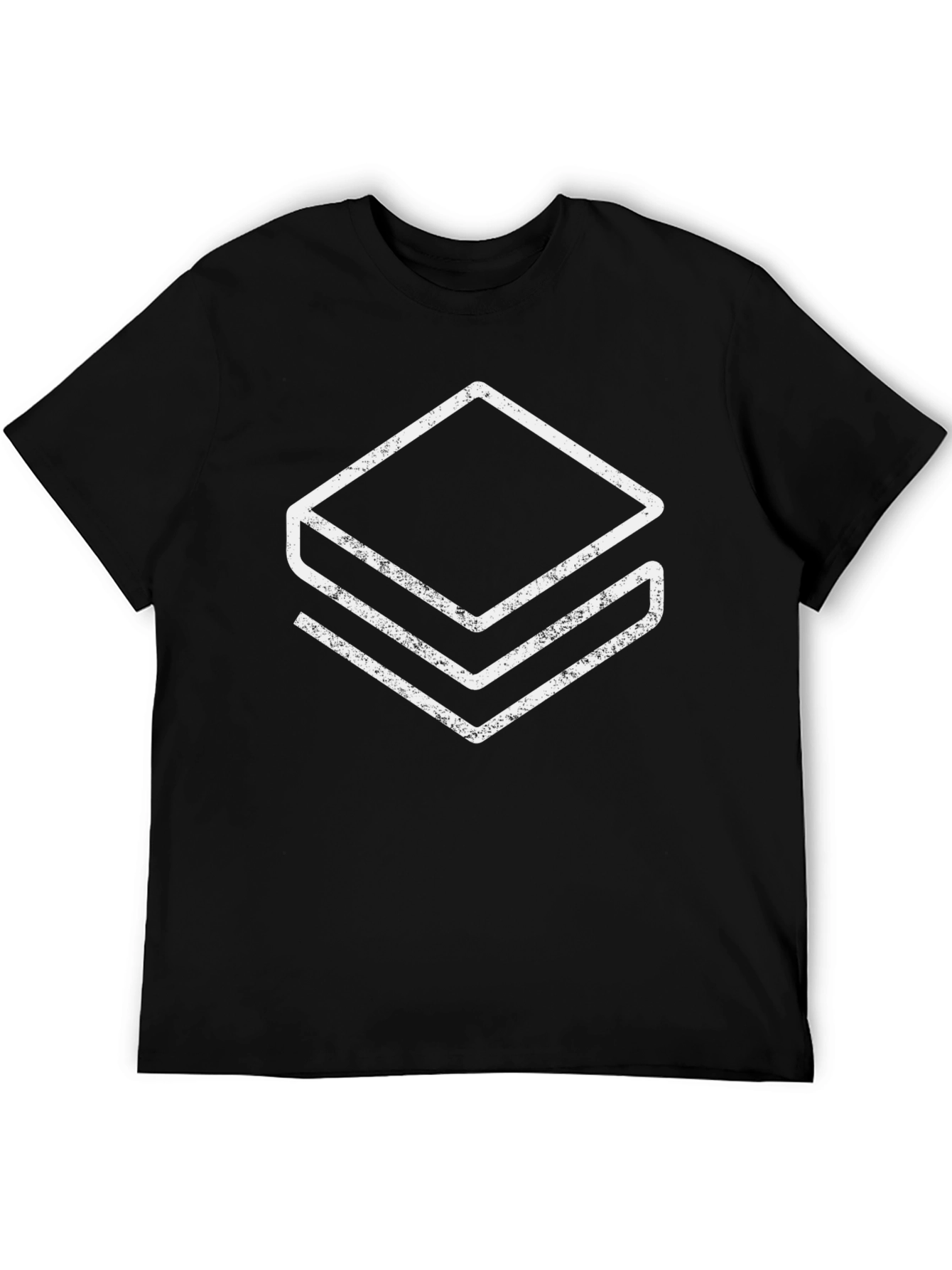 Geometric Layered Graphic Tee - Black