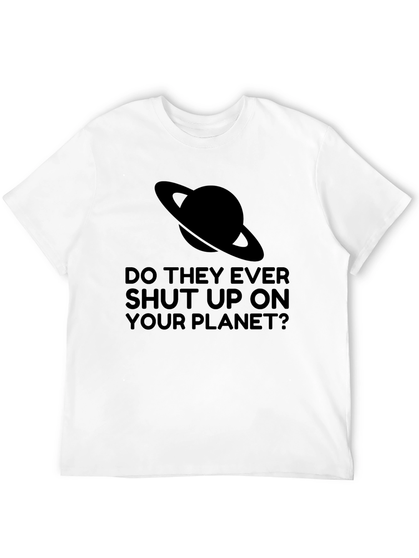 Saturn Planet Shut Up Graphic Tee - Black