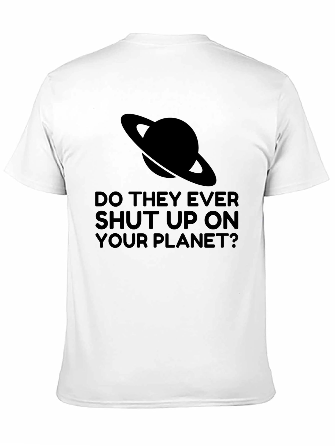 Saturn Planet Shut Up Graphic Tee - Black