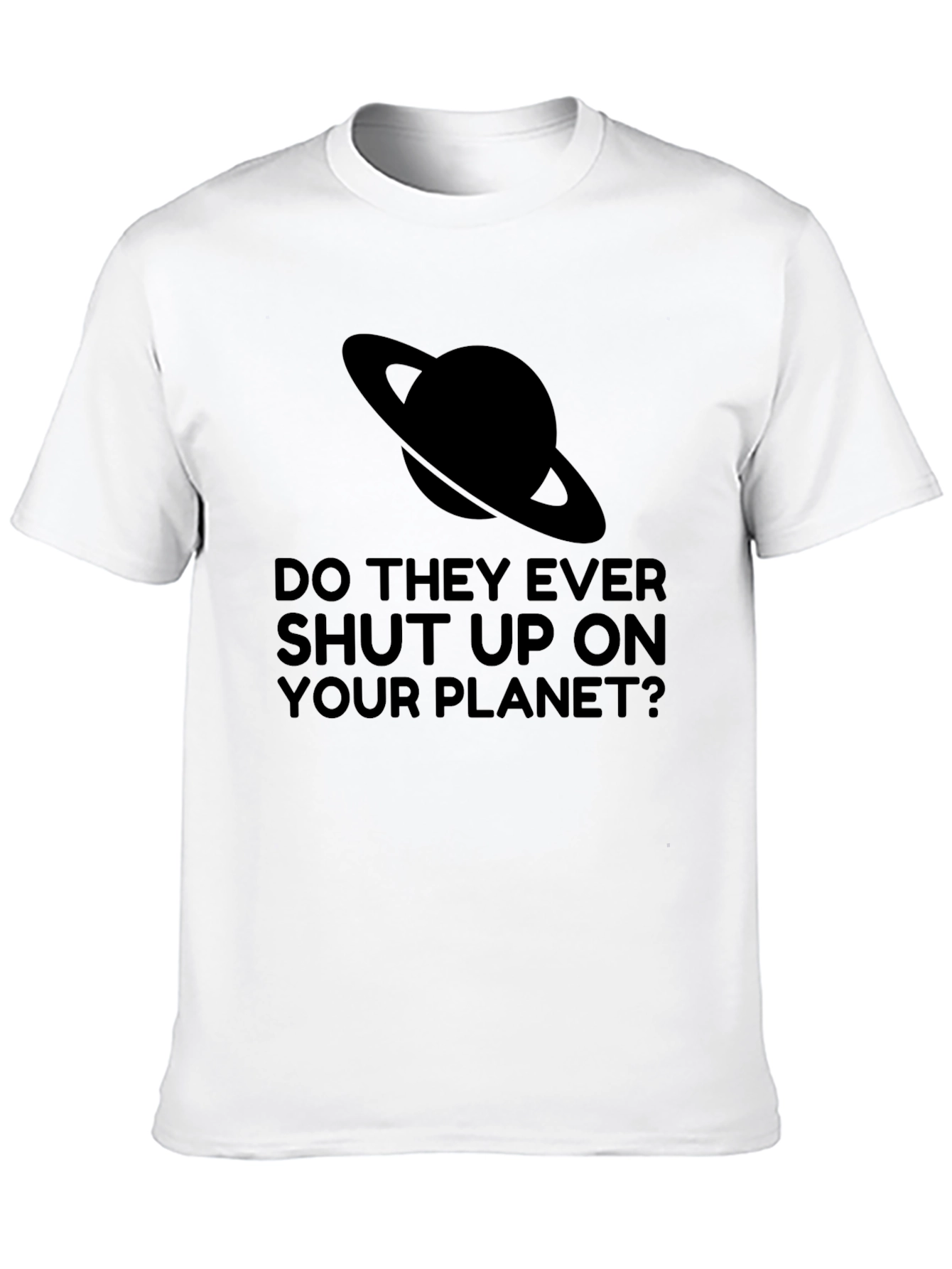Saturn Planet Shut Up Graphic Tee - Black