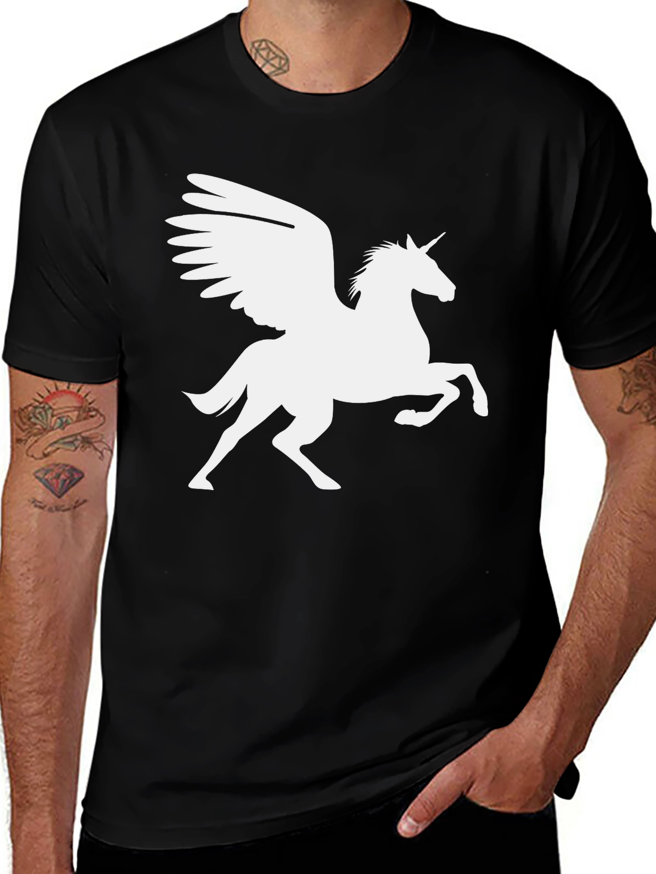 Black Unicorn Pegasus Graphic Tee