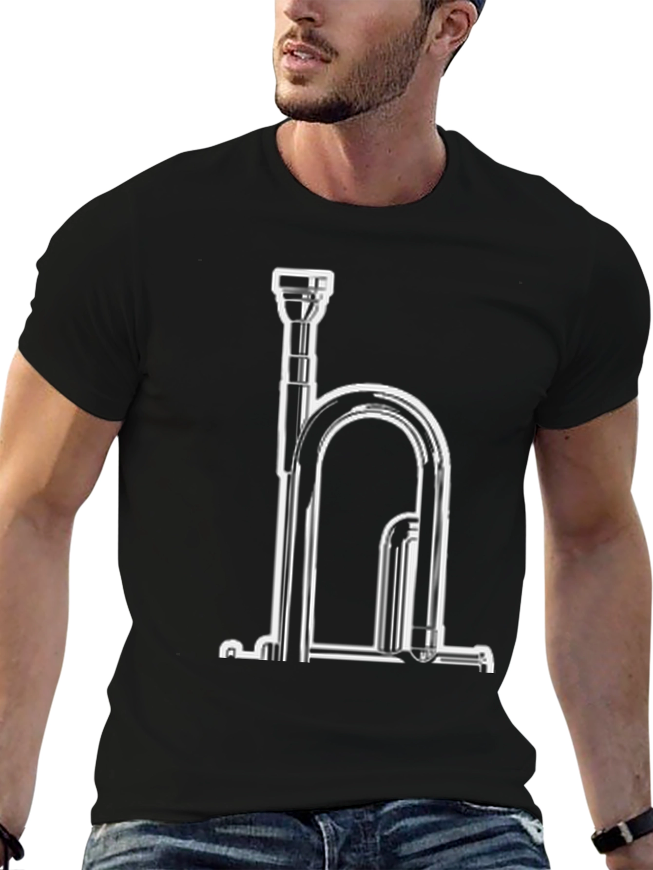 Musical Instrument Graphic Tee - Black Cotton Blend