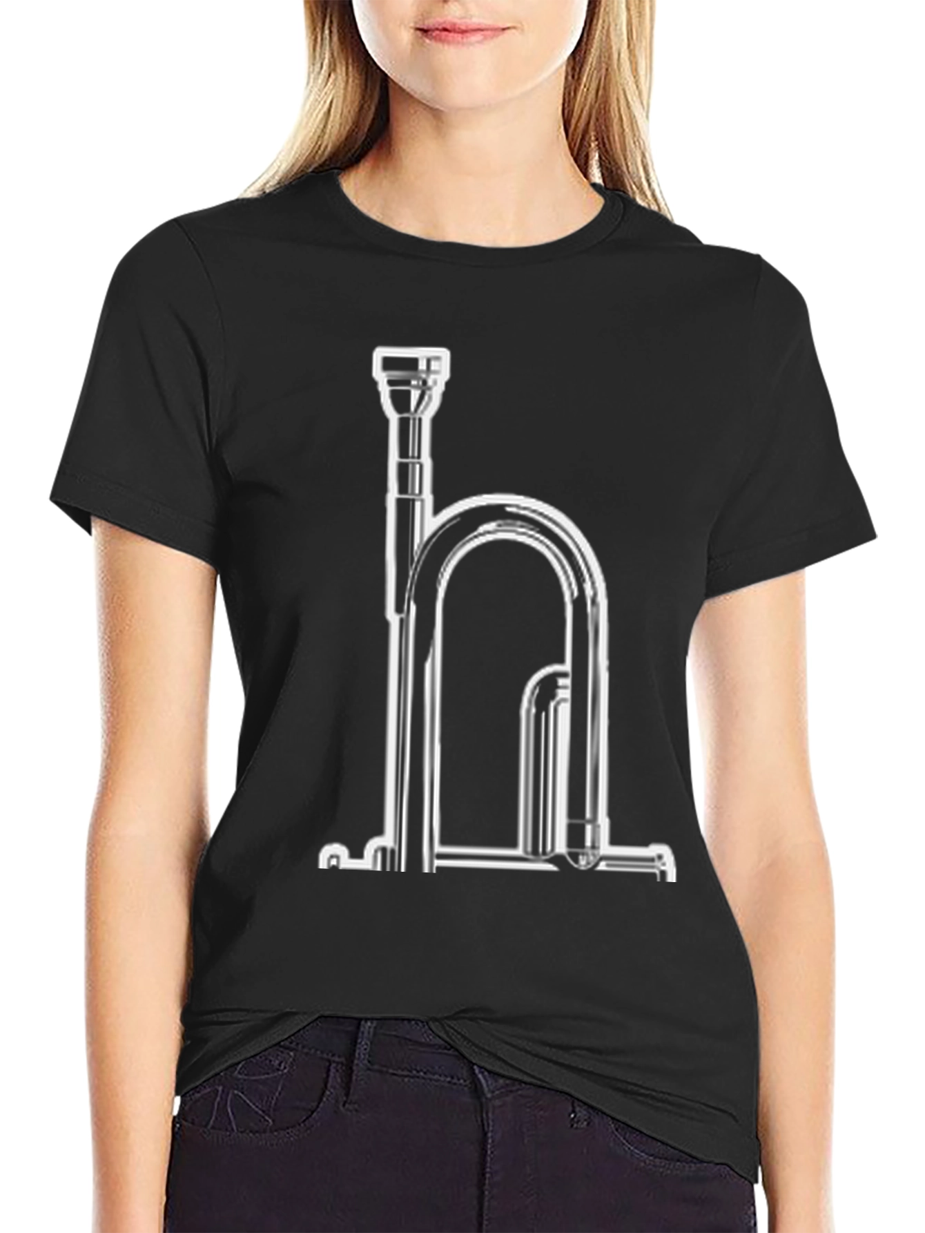 Musical Instrument Graphic Tee - Black Cotton Blend