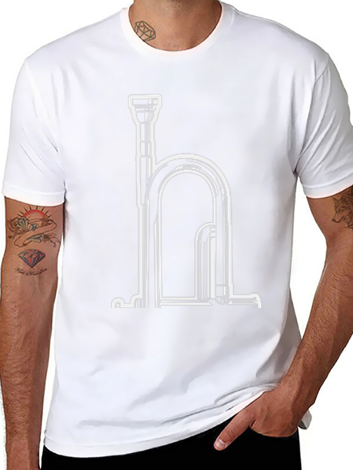 Musical Instrument Graphic Tee - Black Cotton Blend
