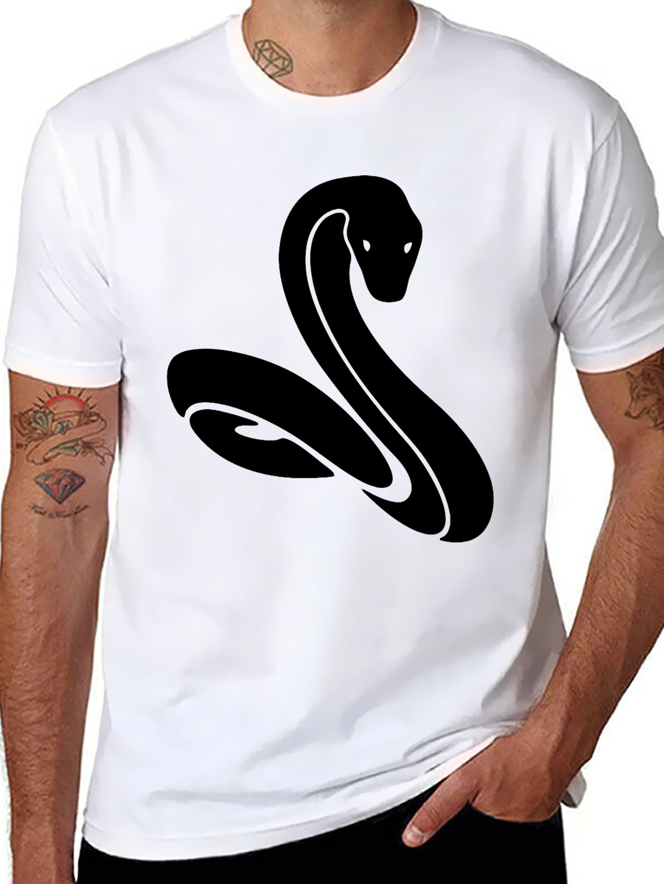 Black Snake Graphic T-Shirt - Mens Casual Tee