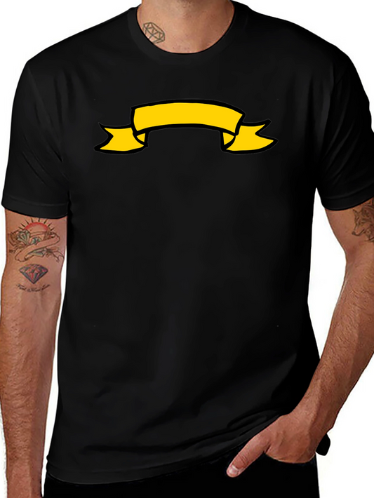 Black T-Shirt with Yellow Banner Graphic