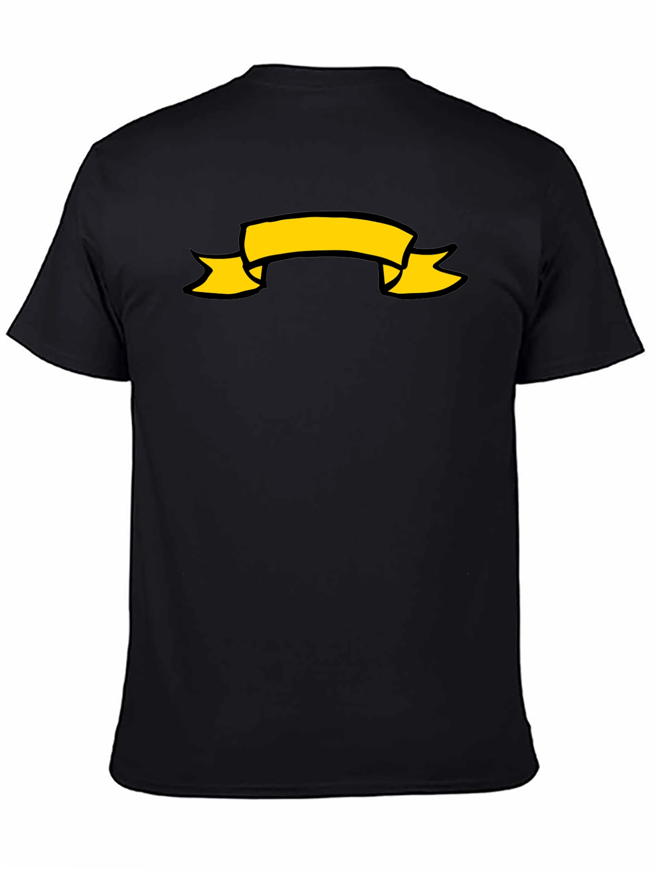 Black T-Shirt with Yellow Banner Graphic
