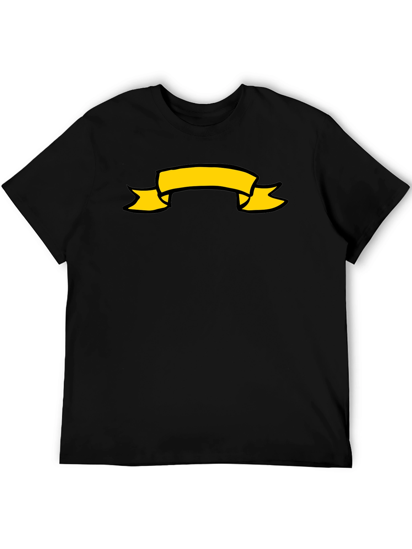 Black T-Shirt with Yellow Banner Graphic