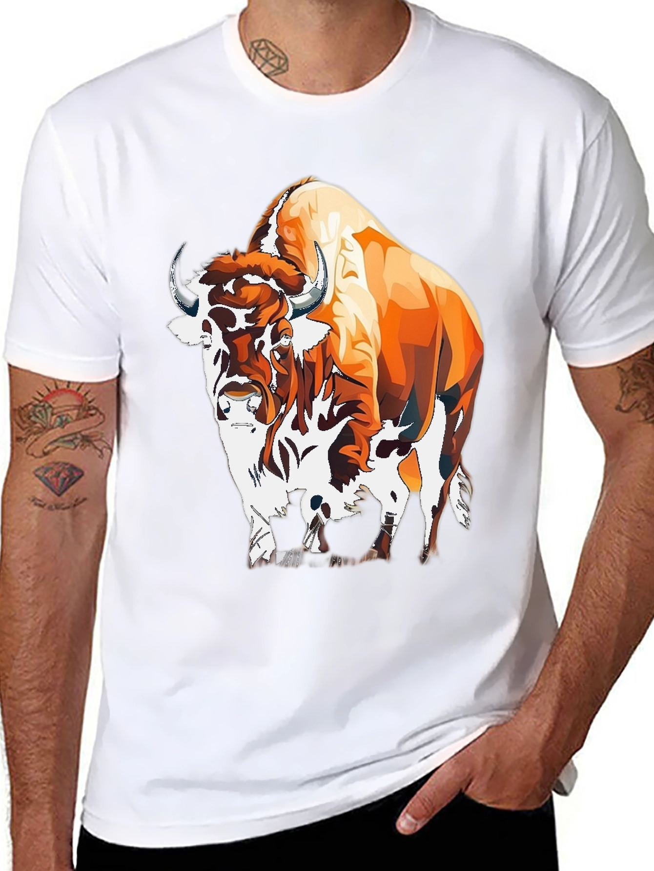Buffalo Graphic Tee - Cool Animal Design Shirt