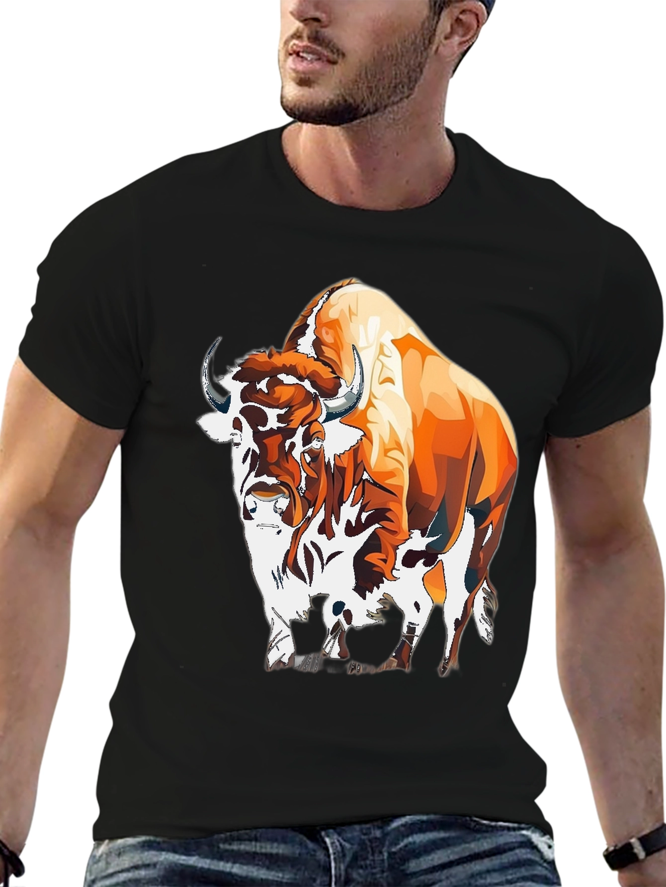 Buffalo Graphic Tee - Cool Animal Design Shirt