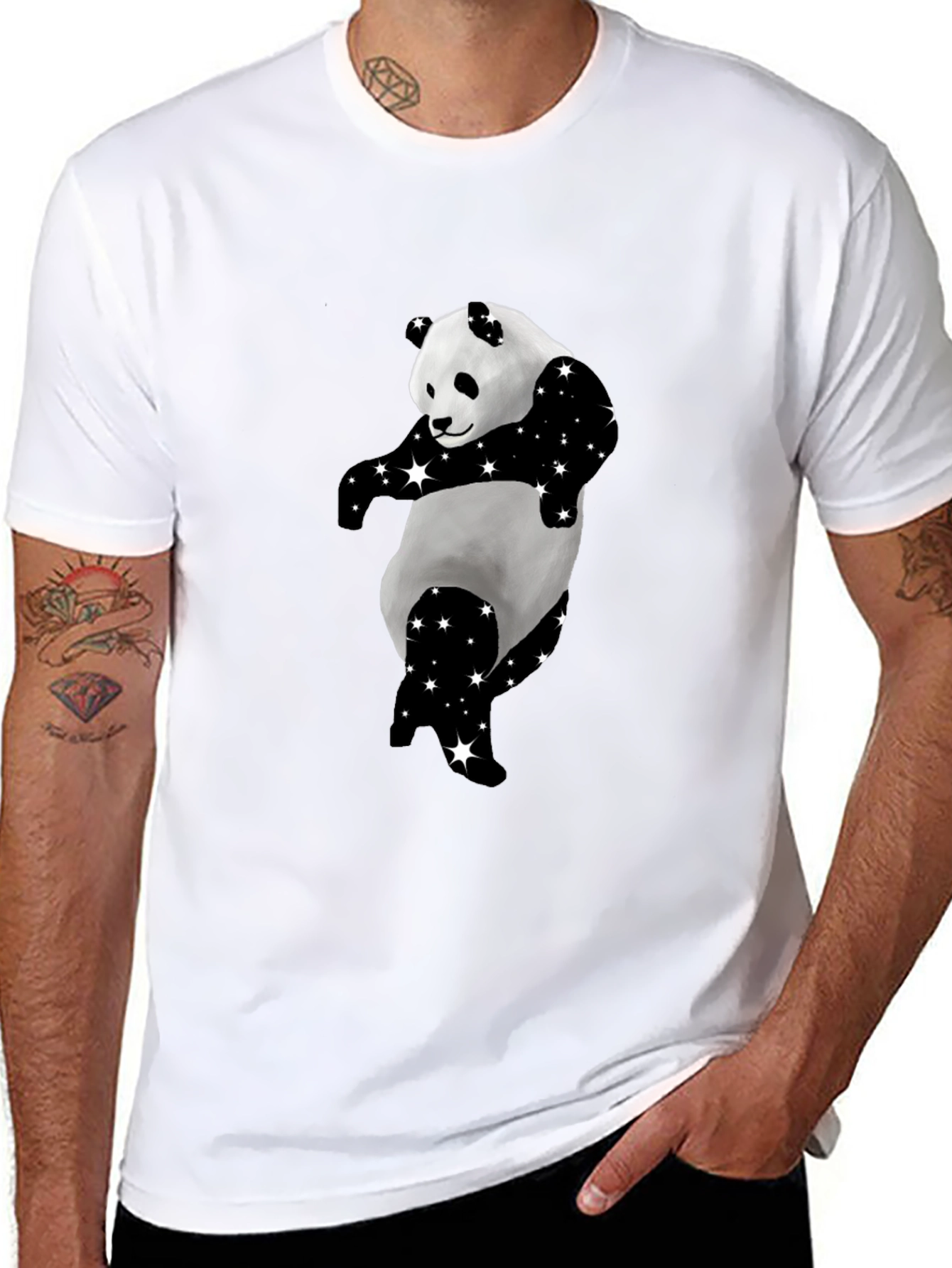 Dancing Panda Starry Black T-Shirt