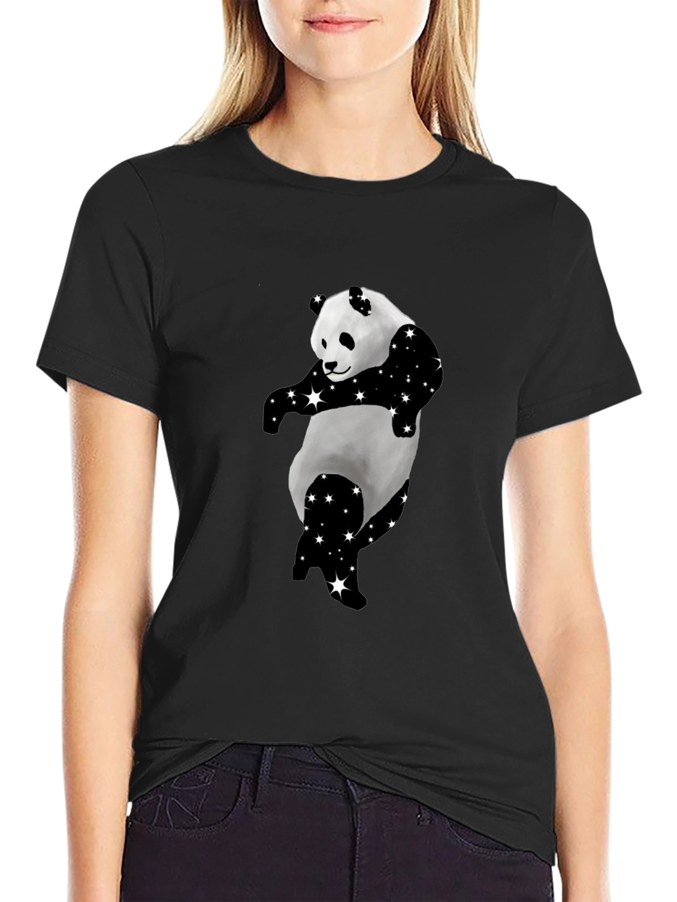 Dancing Panda Starry Black T-Shirt