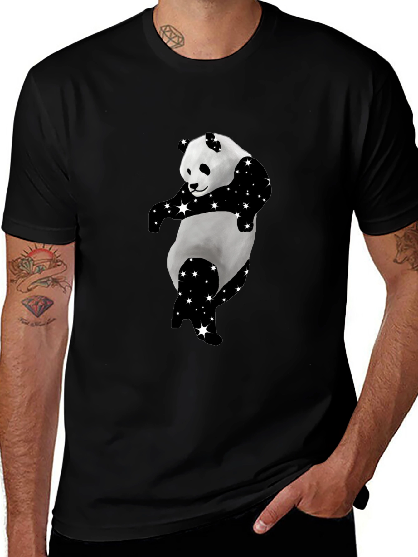 Dancing Panda Starry Black T-Shirt