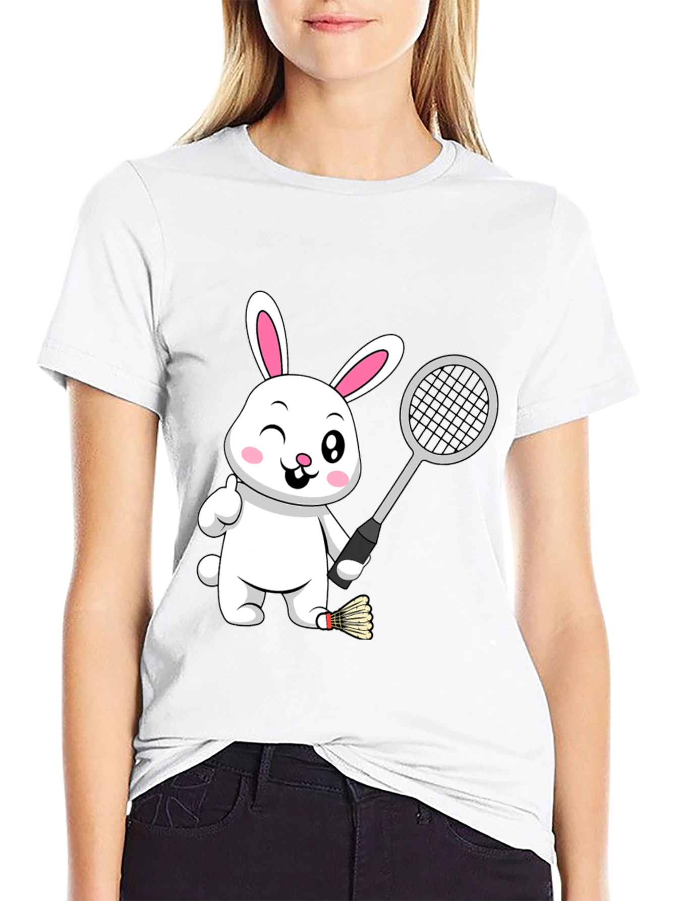 Badminton Bunny Black T-Shirt