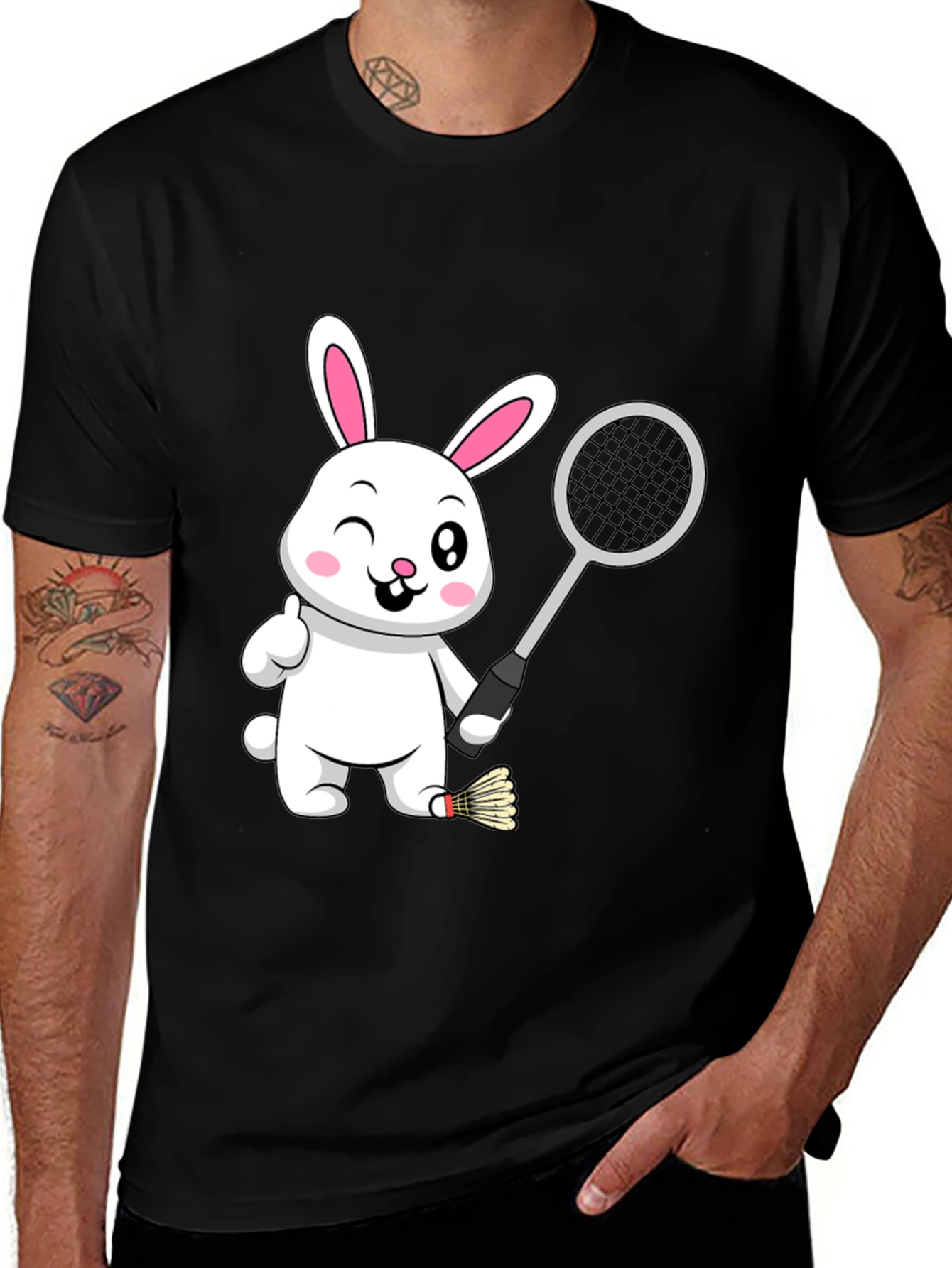 Badminton Bunny Black T-Shirt