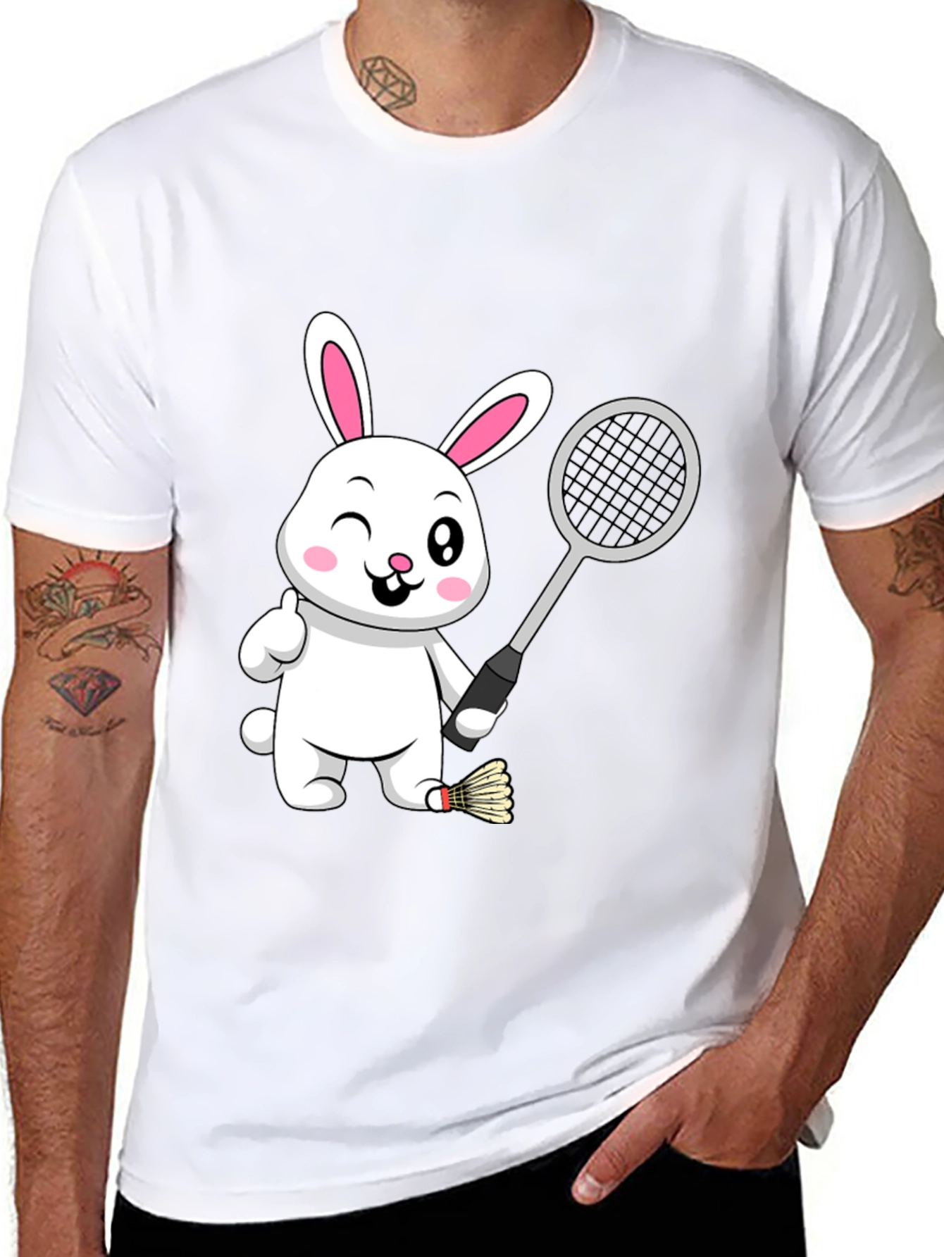 Badminton Bunny Black T-Shirt