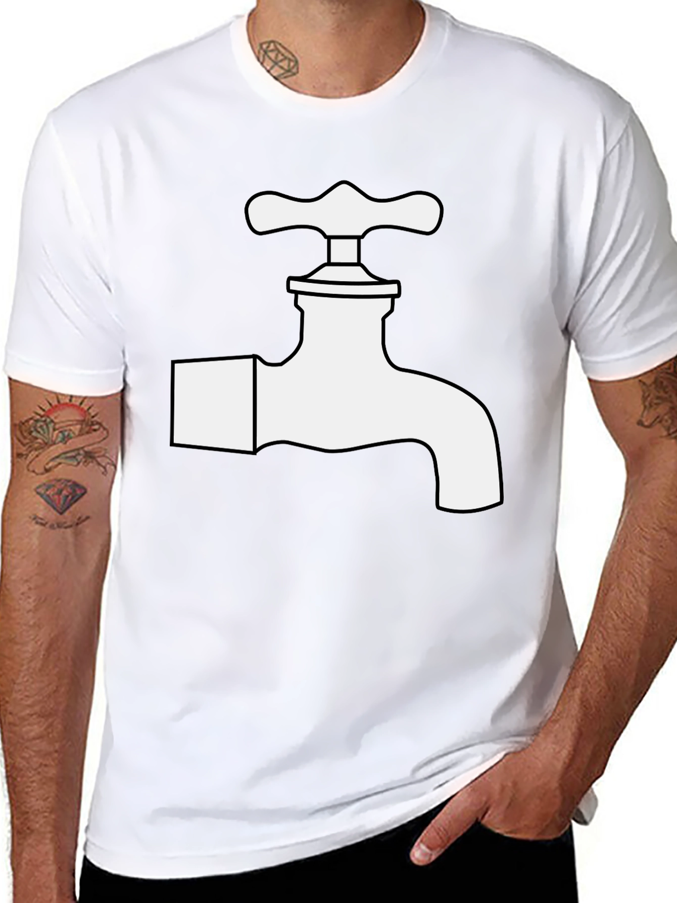 Faucet Graphic Tee - Black Cotton Blend T-Shirt