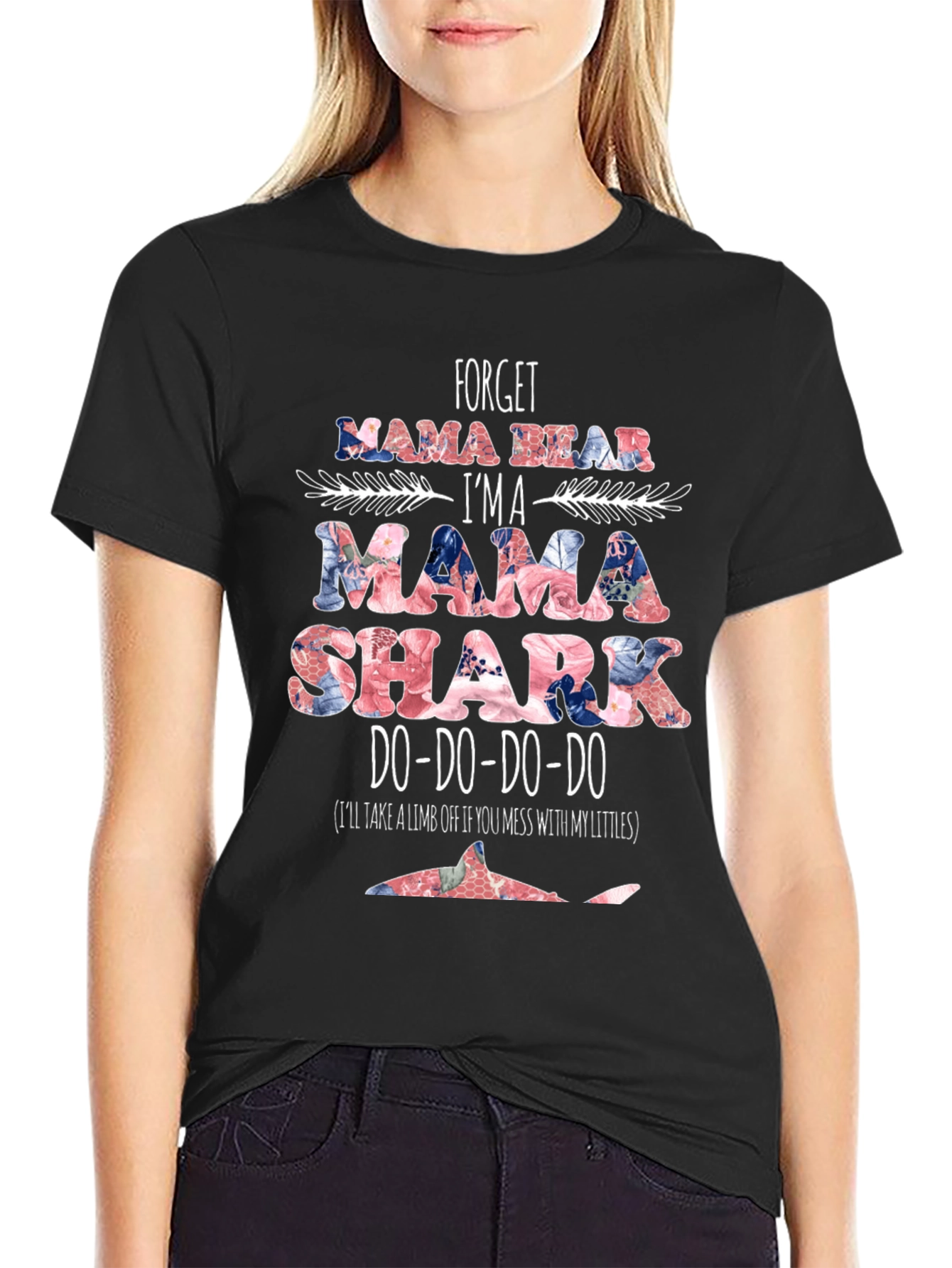 Mama Shark Graphic Tee - Floral Print