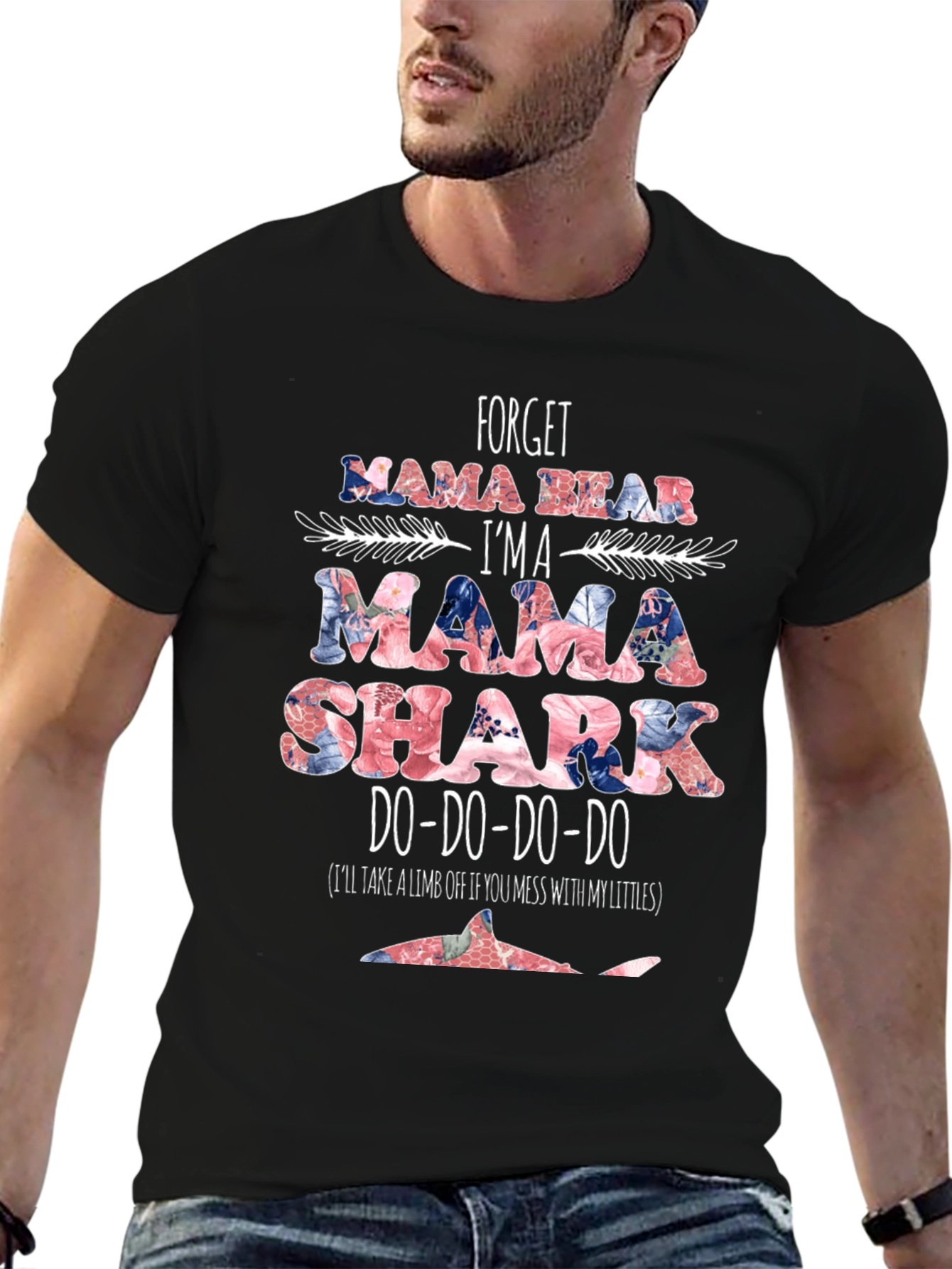Mama Shark Graphic Tee - Floral Print
