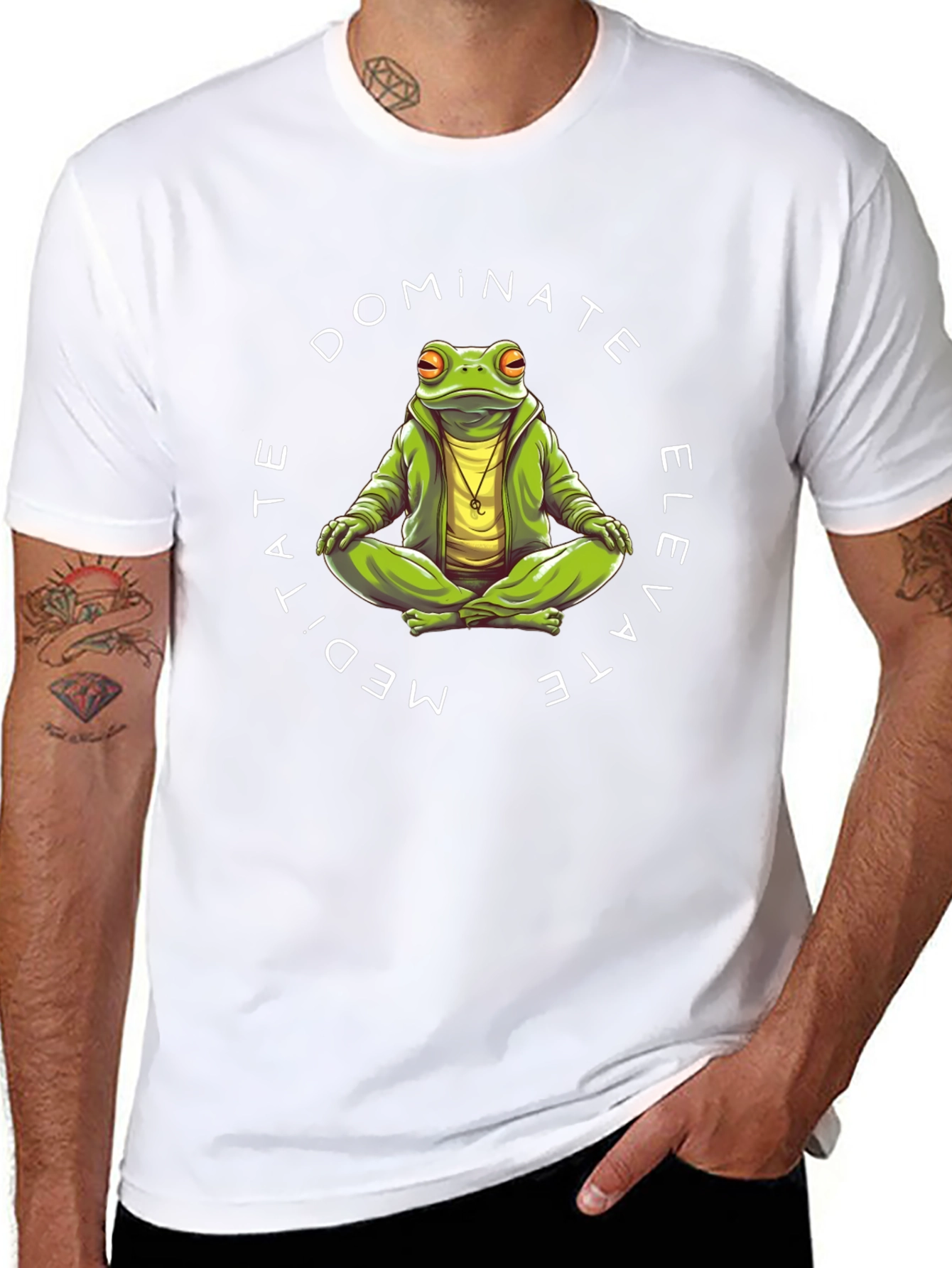 Meditate Dominate Elevate Frog Graphic T-Shirt