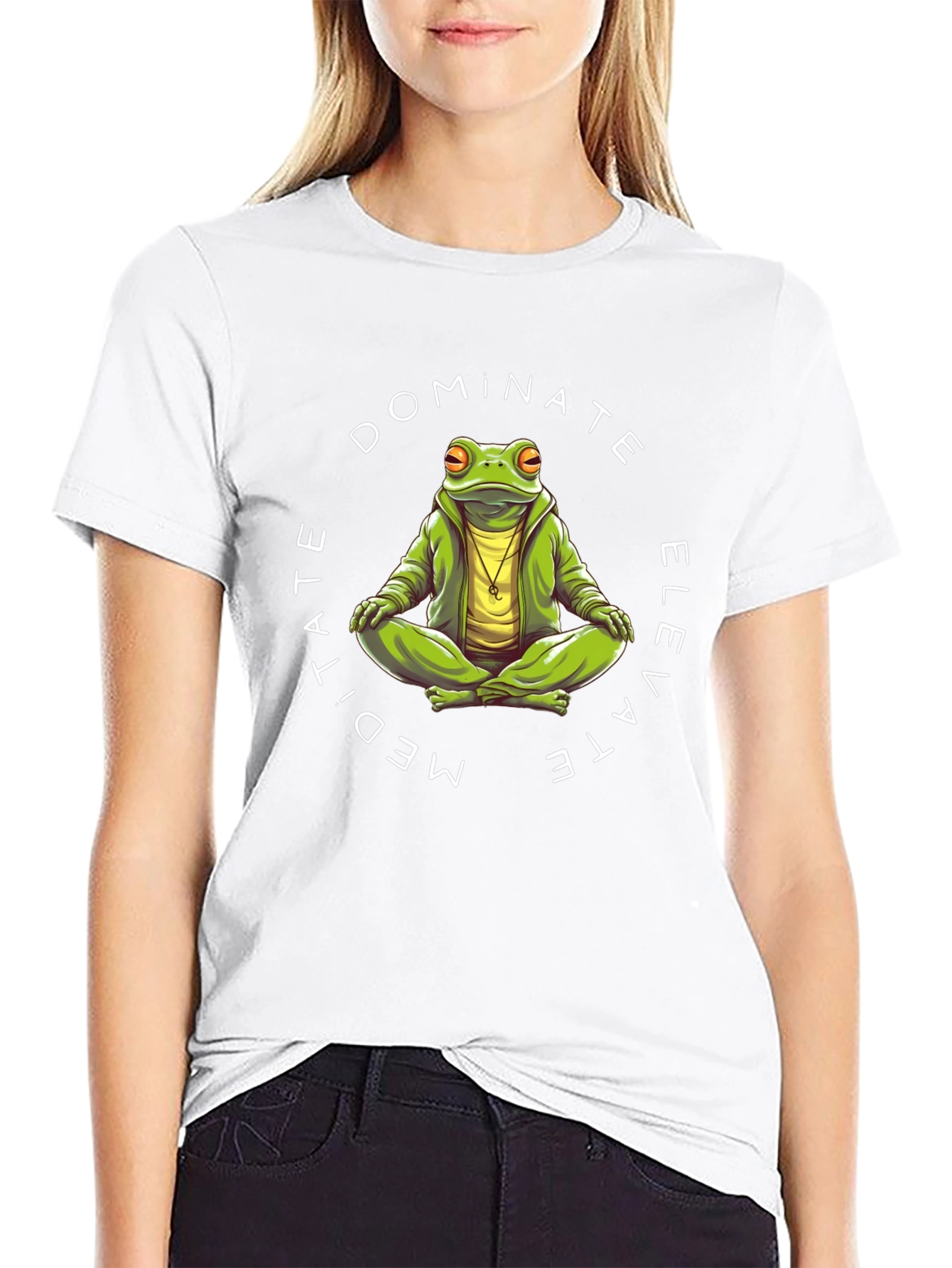 Meditate Dominate Elevate Frog Graphic T-Shirt