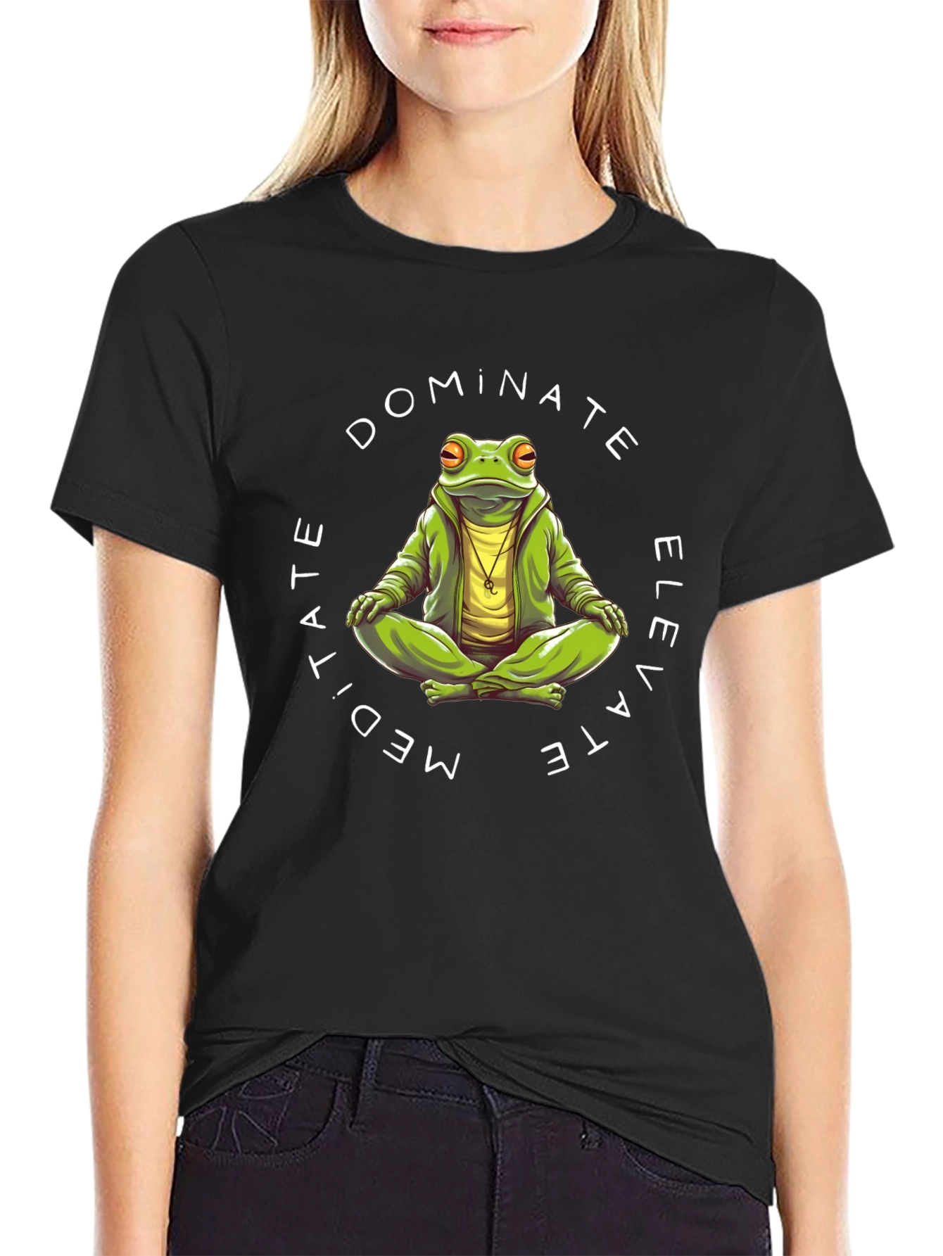 Meditate Dominate Elevate Frog Graphic T-Shirt