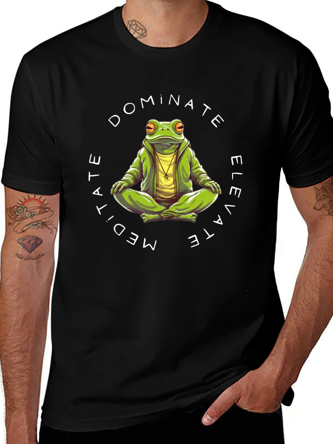 Meditate Dominate Elevate Frog Graphic T-Shirt